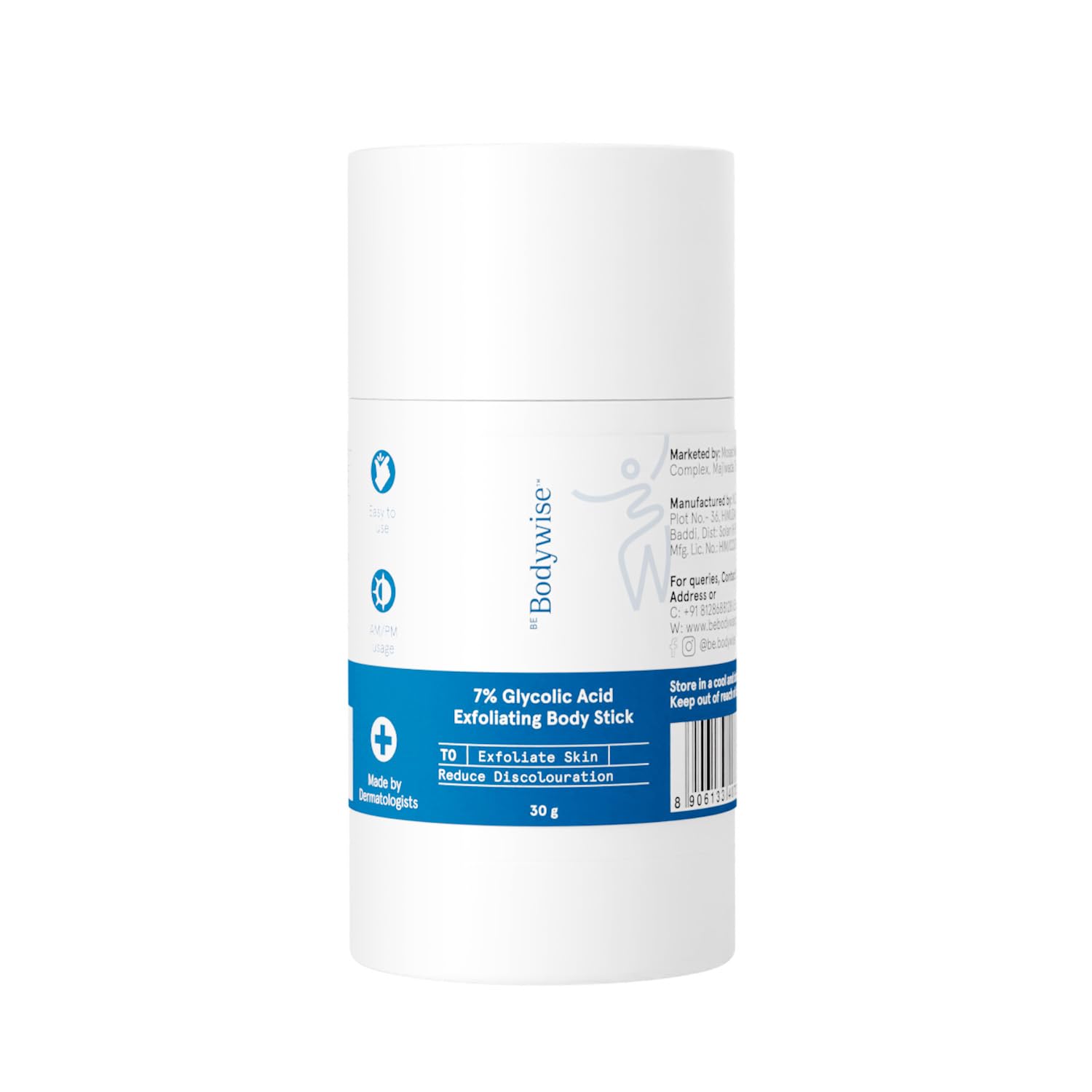 استیک اسید گلیکولیک 7٪ Be Bodywise | فرمول نرم و مرطوب کننده | حاوی کره شیا، روغن دانه آفتابگردان و اسید سالیسیلیک | پوست خشک را لایه برداری می‌کند، قوطی‌ها و موهای الوده را کم می‌کند | 30g
