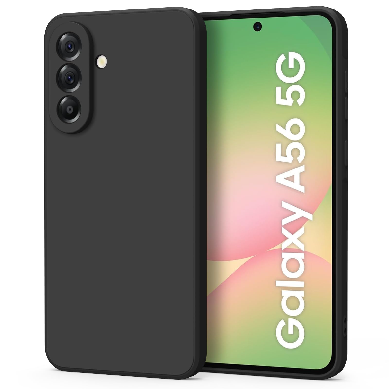 کاور نرم سیلیکون برای سامسونگ گلکسی A56 6.7 اینچ 5G، [مقاومت در برابر ضربه نظامی] [روکش میکروفایبر ضد خش] کاور لایت و شوک پذیر برای گلکسی A56 (مشکی)