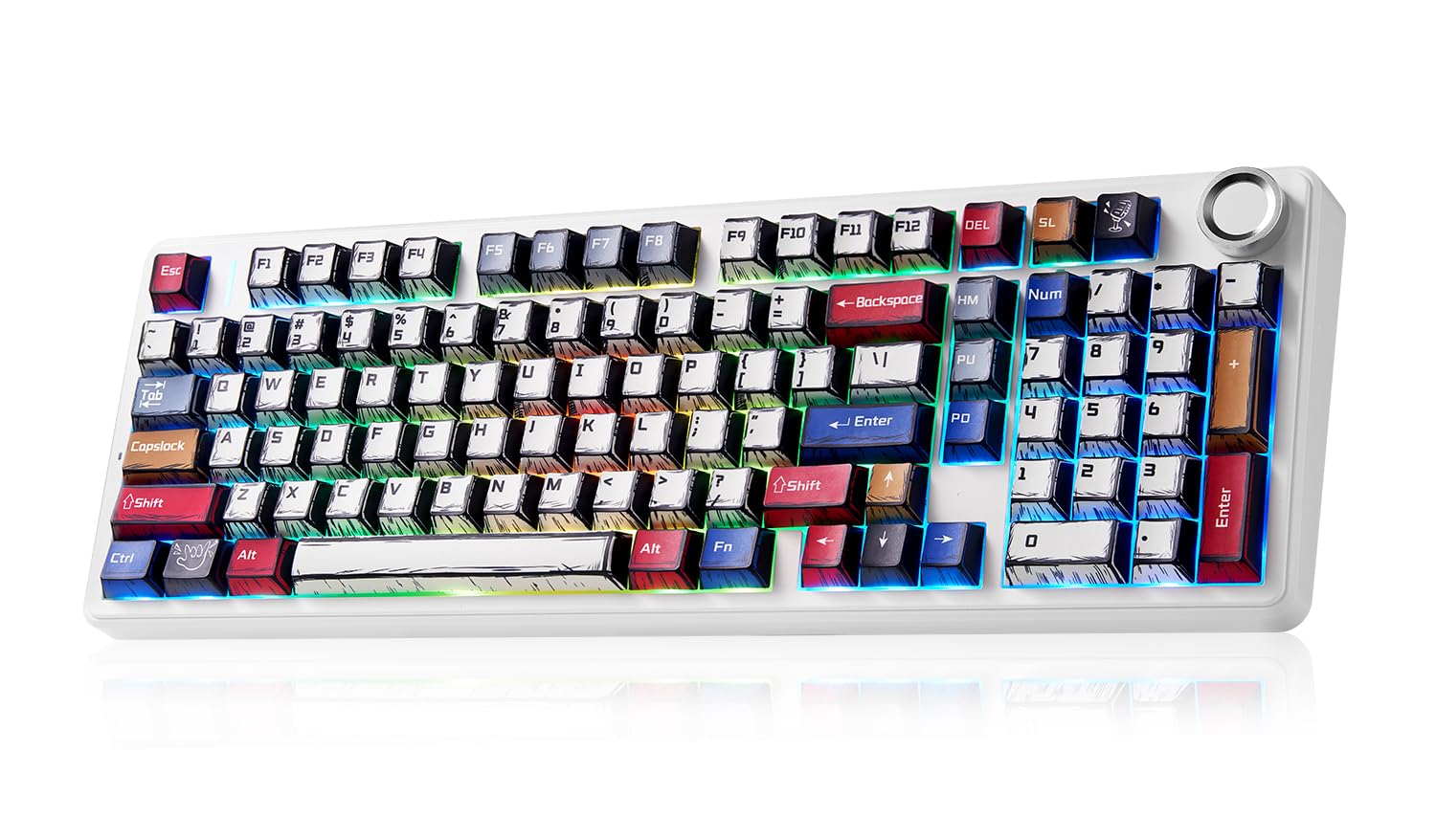 صفحه کلید مکانیکی X Aula F99 Pro، صفحه کلید بازی بی‌سیم RGB Backlit Hot Swappable Custom Creamy Bluetooth، صفحه کلید کامپیوتر، Tri-Mode BT5.0/2.4GHz/USB-C، سوییچ‌های Pre-lubed Switches PBT Keycaps Black