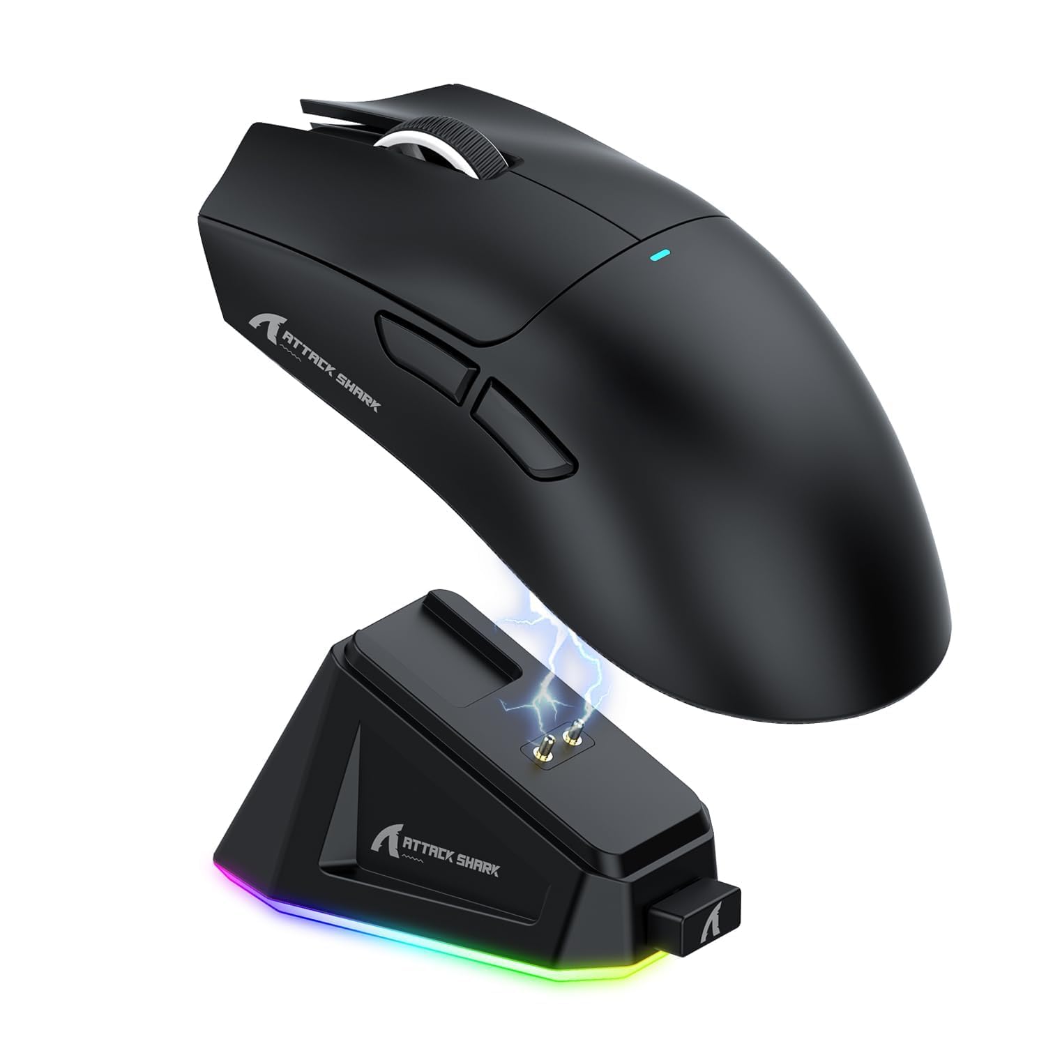 موش مخصوص بازی بی‌سیم Langthering® X11 Superlight با پایه شارژی مغناطیسی RGB، اتصال از طریق بلوتوث یا وایرلس 2.4 گیگاهرتز/سیمی، حساسیت 22000 DPI، 5 دکمه قابل برنامه‌ریزی برای کامپیوتر/لپتاپ/مک (مشکی)