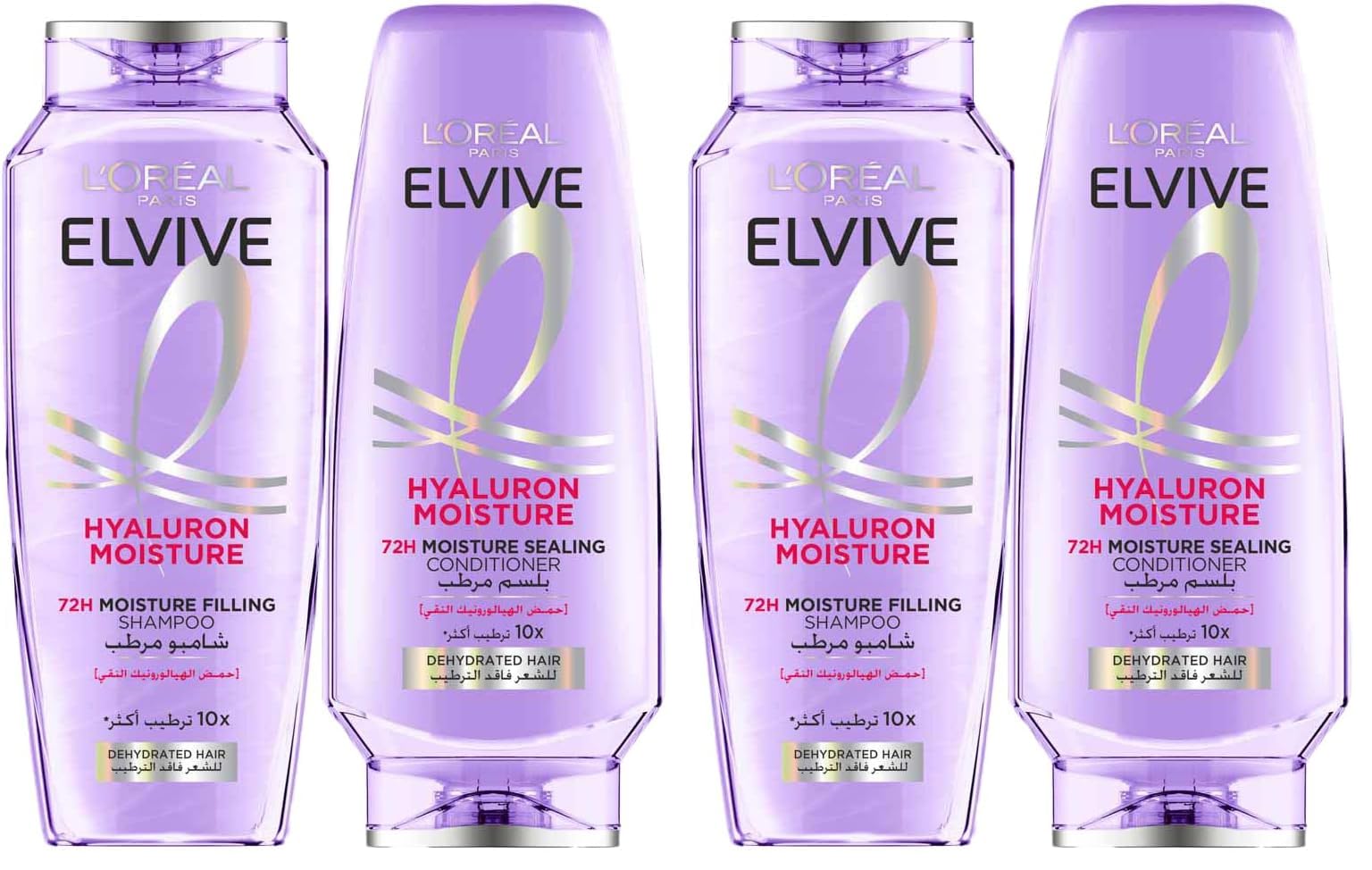 شامپو L'OREAL PARIS Elvive Hyaluron Moisture برای موهای مجعد و خشک (بسته ۲ عددی) حاوی ۴۰۰ میلی‌لیتر + کاندیشنر ۳۶۰ میلی‌لیتر
