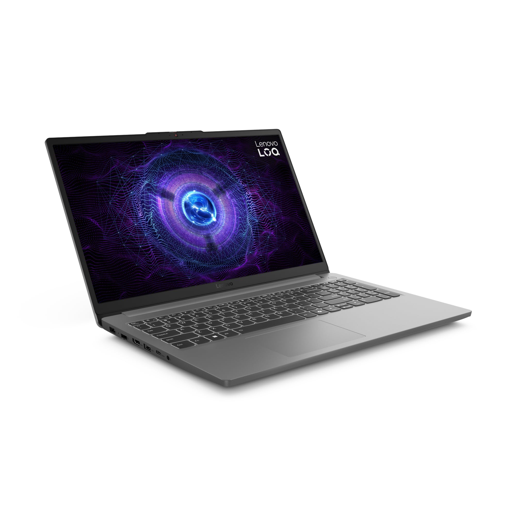 لپ تاپ بازی لنوو LOQ 15IAX9E، صفحه نمایش IPS 144Hz FHD 15.6 اینچ، پردازنده اینتل Core i5-12450HX، 16GB RAM، 512GB SSD، کارت گرافیک GeForce RTX 3050 6GB، صفحه کلید با نور پس زمینه سفید انگلیسی انگلیسی، رنگ خاکستری لونا