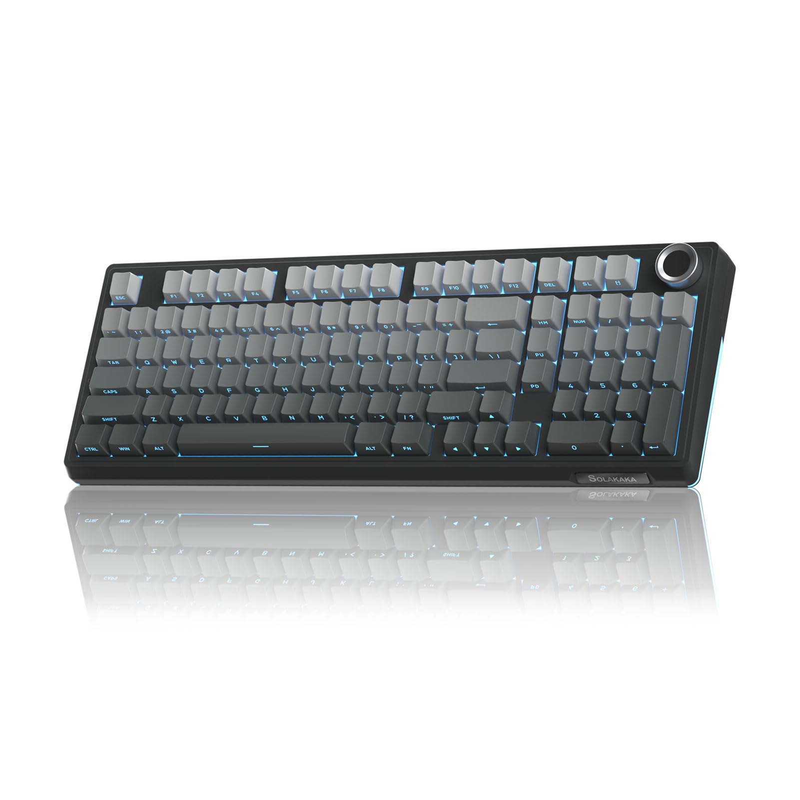 صفحه کلید مکانیکی بی‌سیم SOLAKAKA KI99 Pro 96%، صفحه کلید بازی RGB، سوییچ‌های Hot-Swappable Pre-Lubed، ساختار Gasket، صفحه کلید کرمی برای گیمر/کامپیوتر/لپ‌تاپ (مشکی) Gradient-black