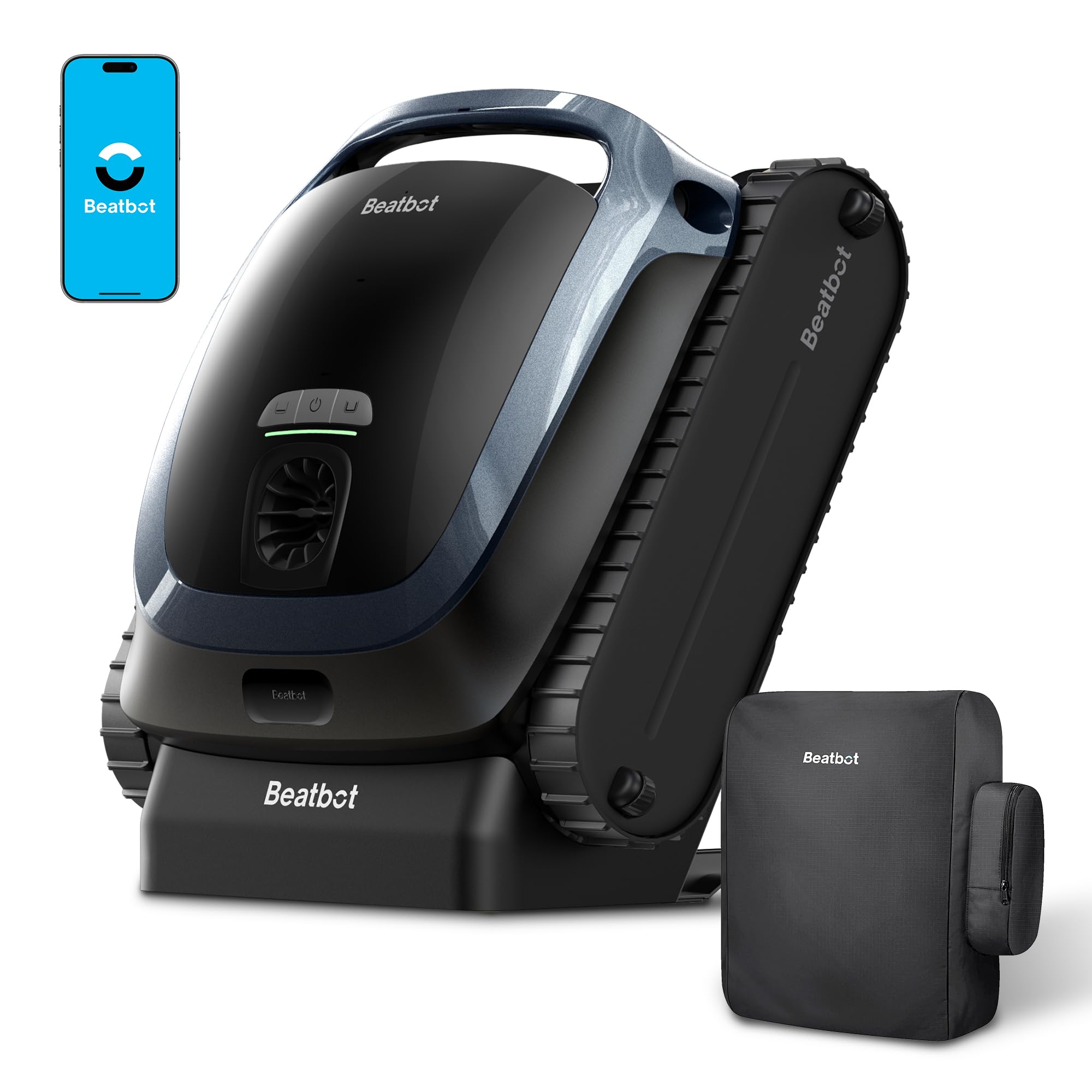 Beatbot AquaSense 2 مکنده خودکار بی‌سیم استخری با پوشش محافظتی، پارکینگ سطح هوشمند، اسکراب کردن دوباره خط آب، طبقات تمیز، دیوار و خط آب، برای استخرهای زیرزمینی تا ۳،۲۳۰ فوت مربع به رنگ آبی