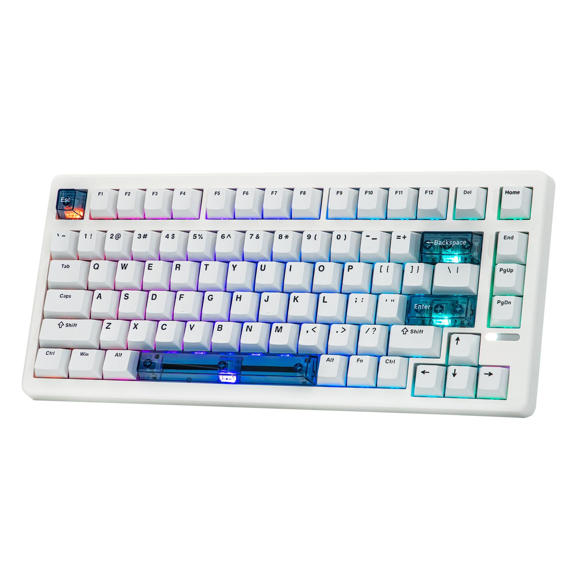 کیبورد بازی EPOMAKER HE80 Hall Effect با نرخ نمونه برداری 8K و اسکن 32K، گسکت کرمی، DKS، SOCD، قابل تعویض، نورپردازی RGB، کیبورد بازی با سیم برای کامپیوتر و مک (سفید)