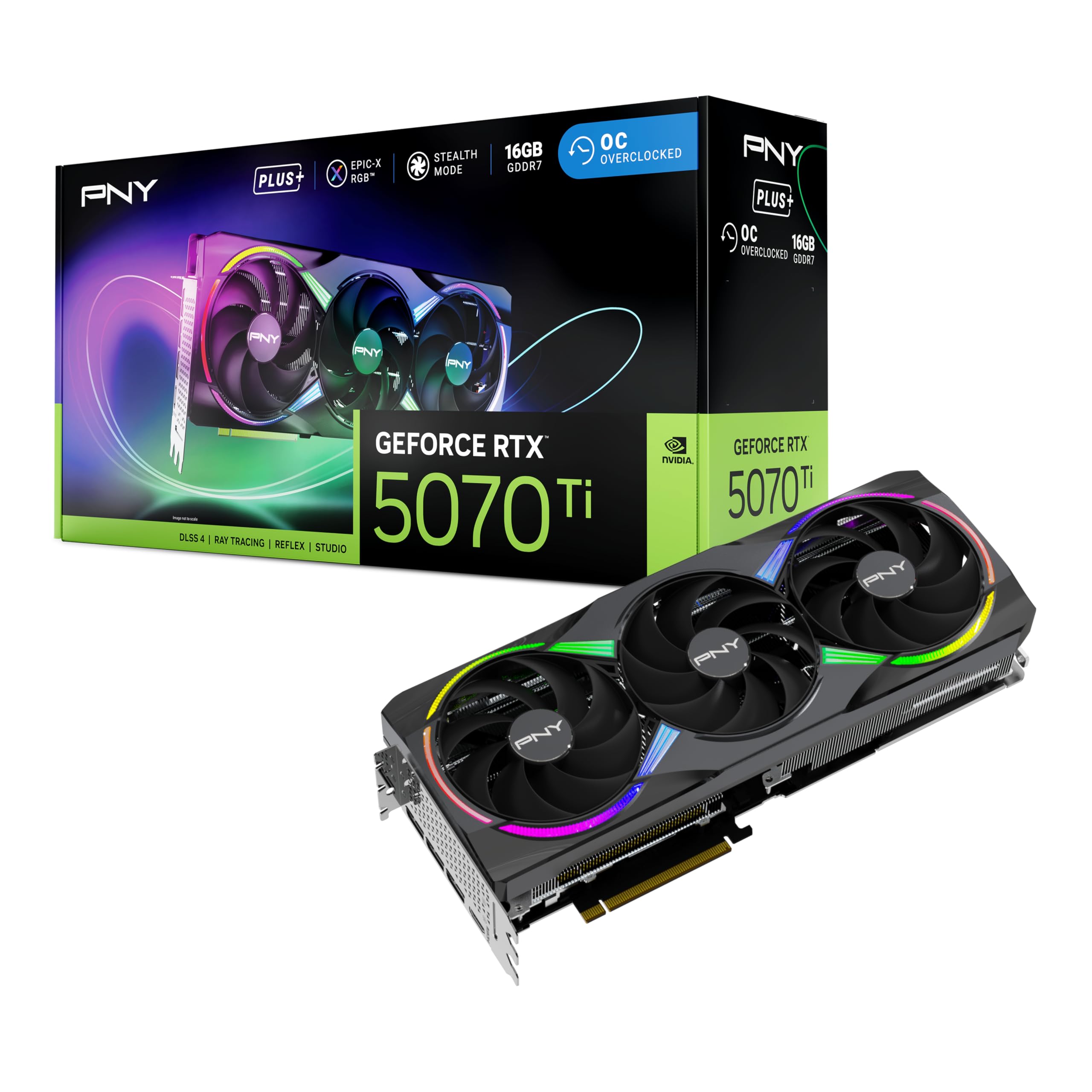 PNY GEFORCE RTX™ 5070 Ti 16GB ARGB اورکلاک شده تریپل فن پلاس کارت گرافیک DLSS 4