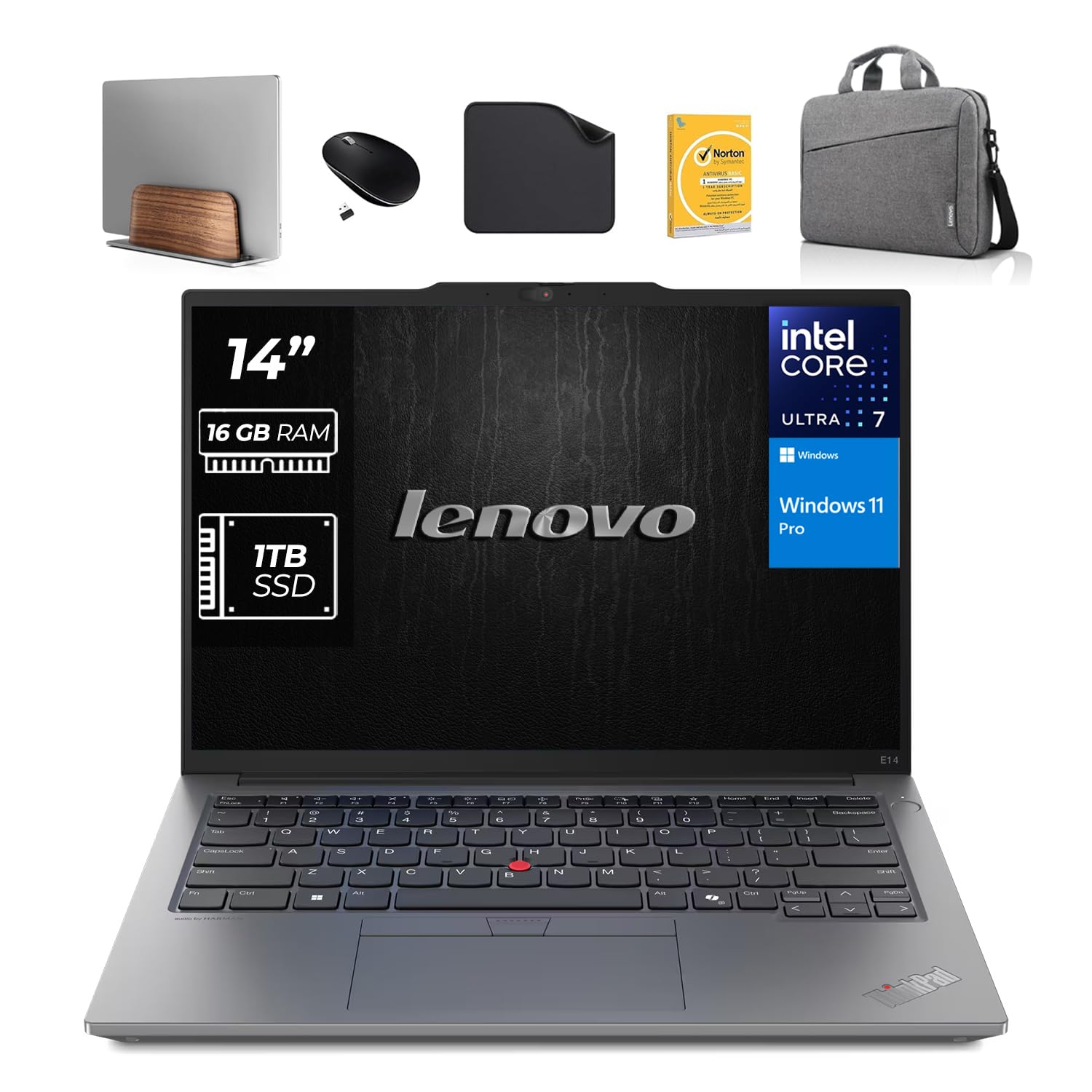 لپ تاپ تجاری لنوو ThinkPad E14 Gen 6 - اینتل آلترا 7-155U، ویندوز 11 پرو (شامل استند لپ تاپ + کیف + ماوس بی‌سیم + آنتی ویروس + پد موس) (رم 16 گیگابایت | حافظه داخلی 1 ترابایت)
