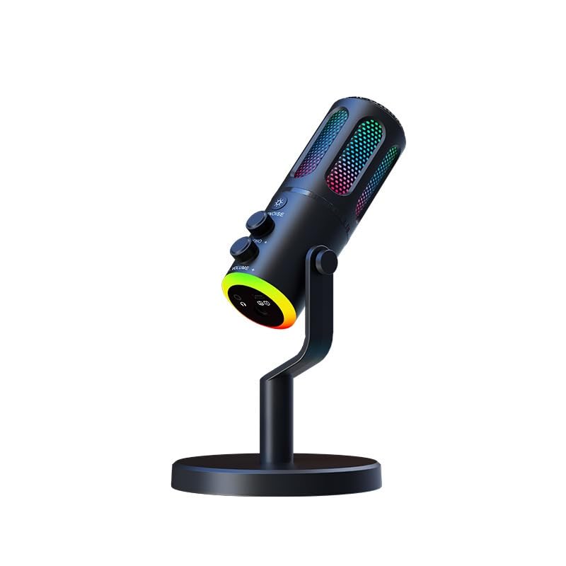 میکروفن Leideli USB برای بازی‌ها، استریمینگ، پادکست، توییچ، یوتیوب، دیسکورد، ضبط برای کامپیوتر و مک، 4 الگوی قطبی، کیفیت صدای استودیویی، پلاگ اند پلی - مشکی