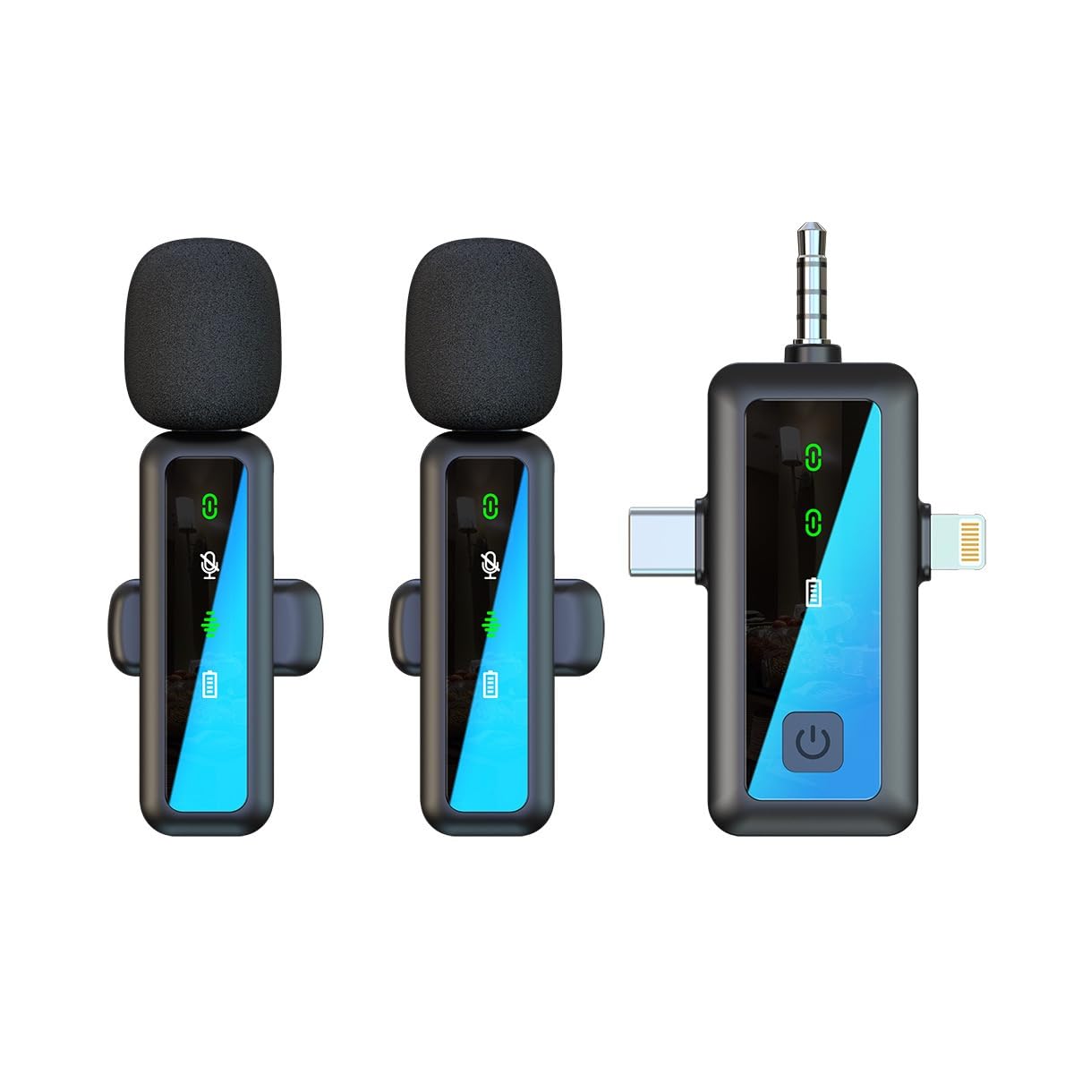 میکروفن بی‌سیم لاولیر ۳ در ۱ Leideli برای آیفون، آیپد، اندروید، دوربین، میکروفن USB-C، میکروفن کوچک با کاهش نویز برای ضبط ویدئو، ولاگ، یوتیوب،