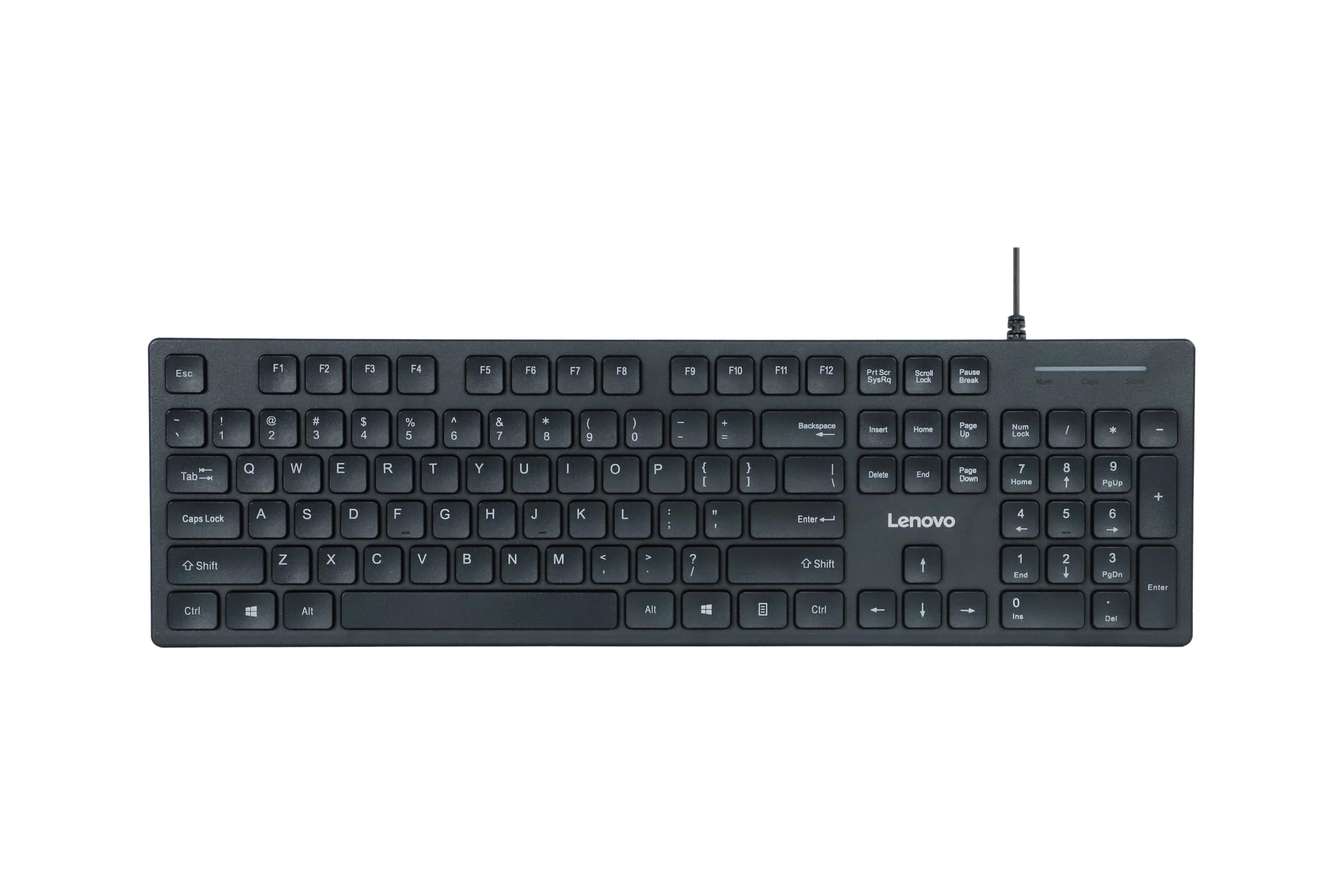 کیبورد باسیم Lenovo 305 با پورت USB-C و دارای پد عددی، اندازه کامل، طراحی باریک، رنگ مشکی