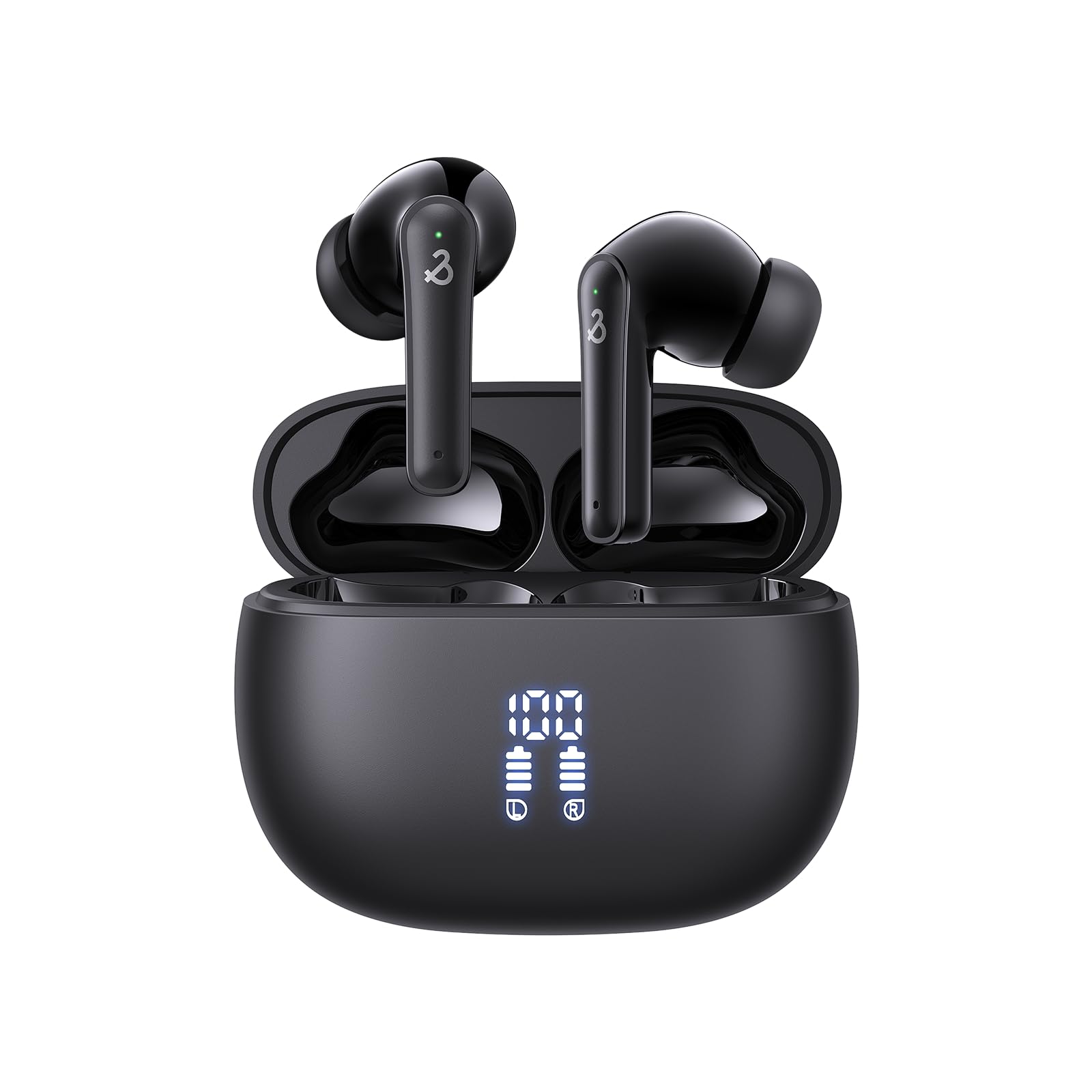 هدفون گوشی بی سیم YELKUTT، گوشی‌های گوشی با صدای استریوی HiFi Deep Bass، گوشی‌های بلوتوث 5.3 با 6 میکروفن لغزش نویز ENC، بازی 50 ساعته، نمایشگر دوگانه LED، ضدآب IPX8