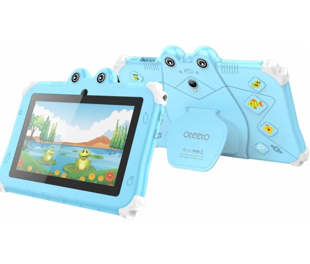 Oteeto TAB 6 تبلت کودکان، نمایشگر IPS LCD 7 اینچی، 4 گیگابایت رم + 128 گیگابایت حافظه داخلی، اندروید 13، دوربین دوگانه، مشکی (آبی)