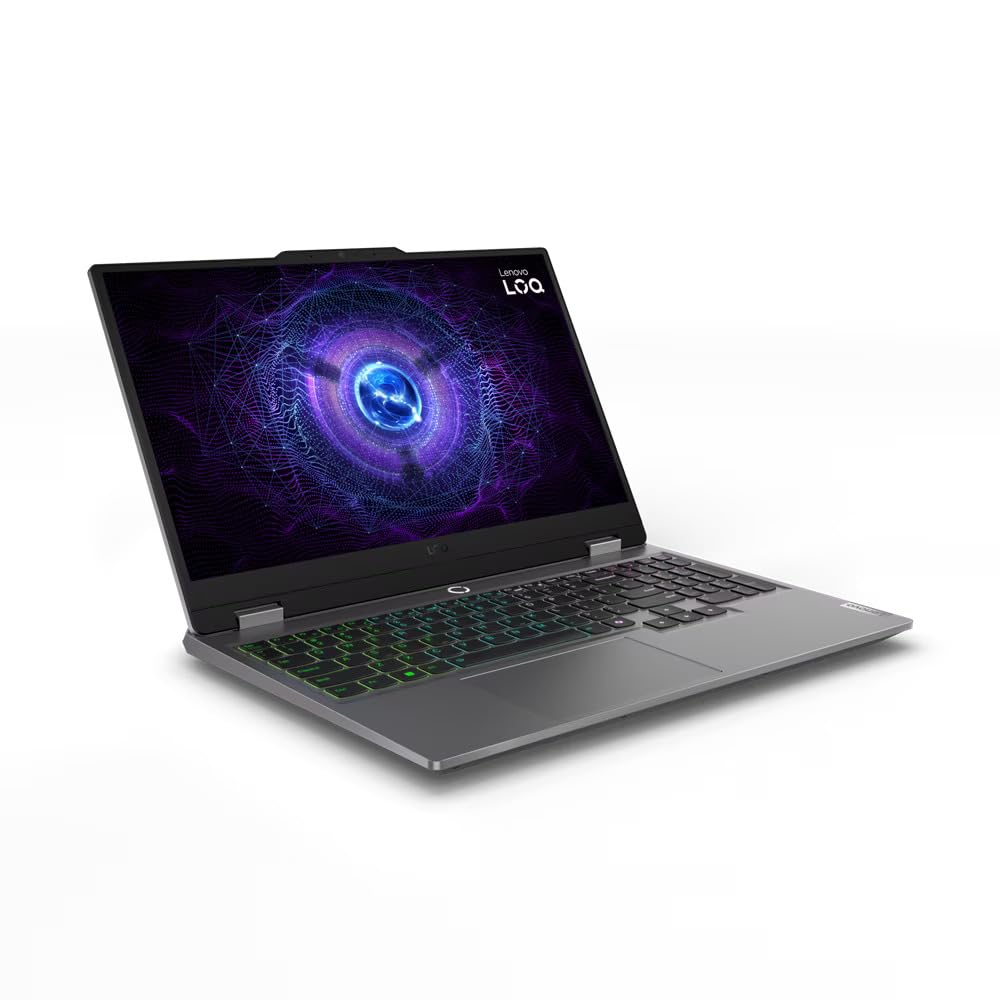 لپ تاپ بازی لنوو LOQ 15IRX9، نمایشگر IPS 15.6 اینچی FHD 144Hz، Intel Core i7-13650HX، 24GB RAM، 512GB SSD، NVIDIA GeForce RTX 3050 6GB، صفحه کلید انگلیسی با نور پس زمینه، رنگ خاکستری لونا (ارتقاء یافته)