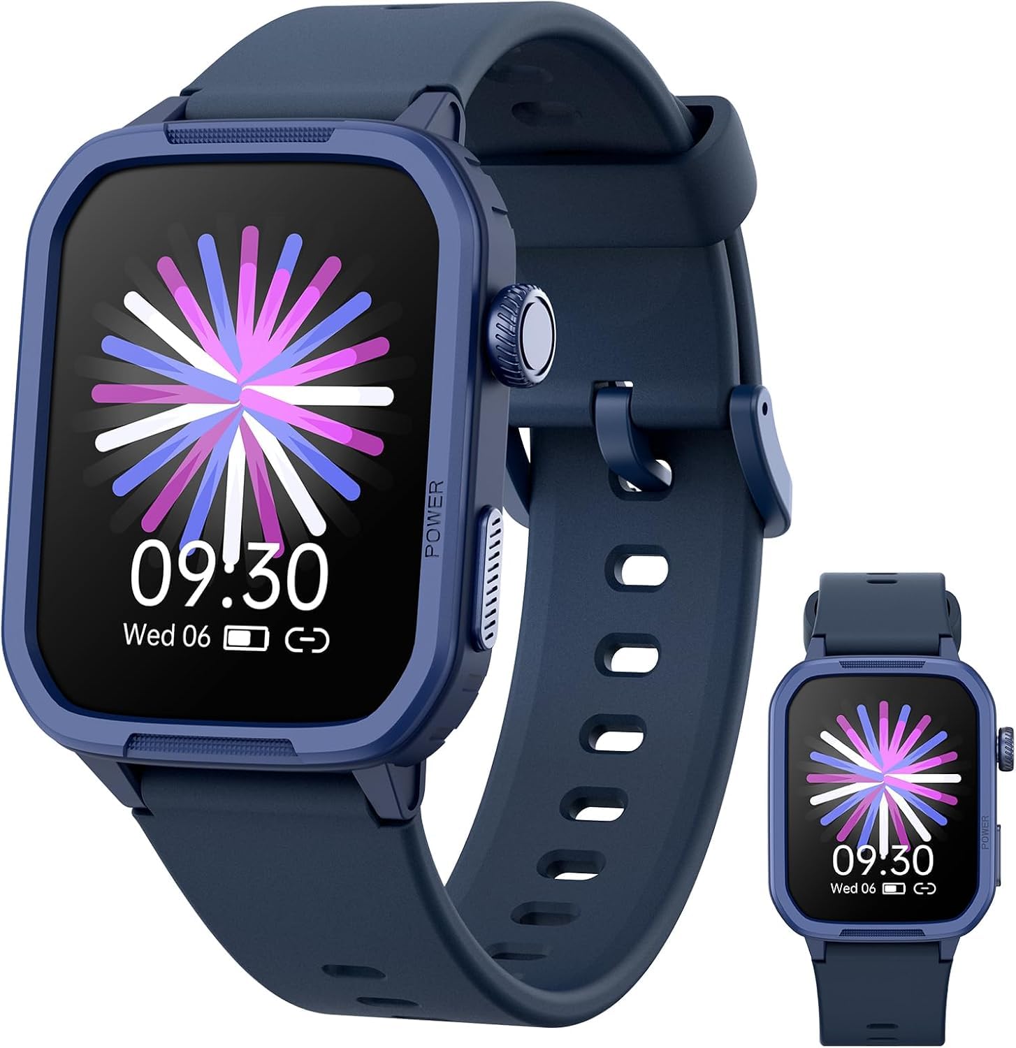 Kids Smart Watch for Girls Boys,IP68 Waterproof Kids Fitness Tracker Watch with 1.5 Inch DIY Face,Encoder,Heart Rate Sleep Monitor,19 Sport Modes,Calories Counter,Alarm Clock,Gifts for Kids (Blue)