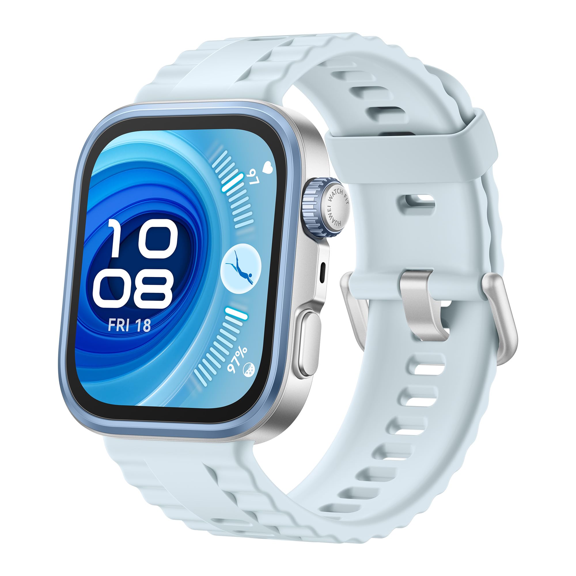 ساعت هوشمند HUAWEI WATCH FIT 4 Pro، نمایشگر 1.82 اینچ، شیشه سافیر، GPS برای ورزش‌های خارج از منزل سطح حرفه‌ای، الکتروکاردیوگرافی (ECG)، عمر باتری تا 10 روز، سازگار با iOS و Android، رنگ آبی + بزرگترین تسمه‌ی ترکیبی رایگان و ترازو HuaweiCare+ [اینترنت اکسکلوزیو] آبی FIT 4 Pro