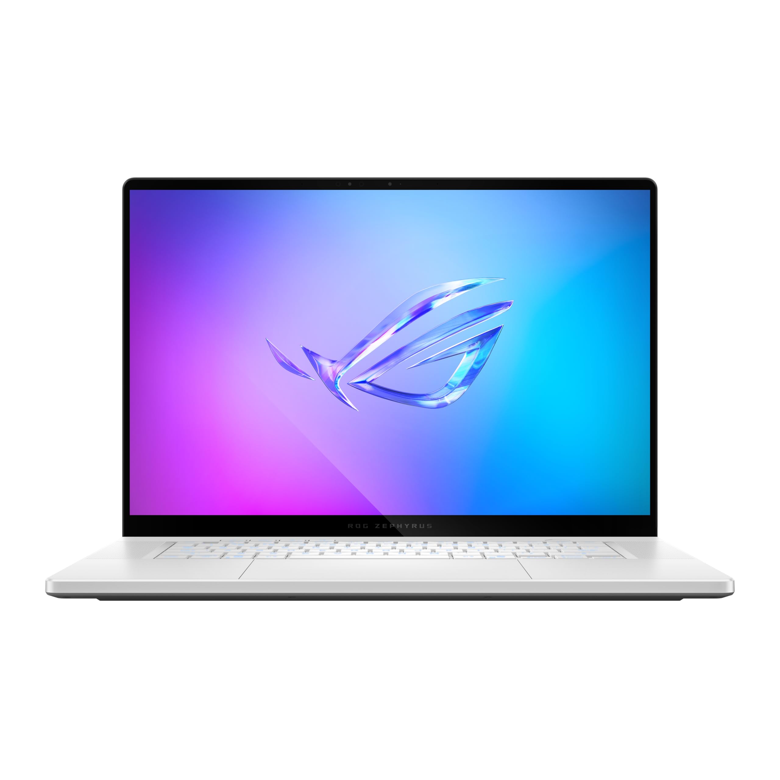 لپ تاپ بازی ASUS ROG Zephyrus G16، نمایشگر OLED 2.5K 240Hz نبولا 16 اینچی، پردازنده اینتل کور آلترا 9 285H، 16 گیگابایت RAM LPDDR5X، 1TB SSD، کارت گرافیک NVIDIA GeForce RTX 5060 8 گیگابایت، صفحه کلید RGB، ویندوز 11، رنگ سفید پلاتینوم