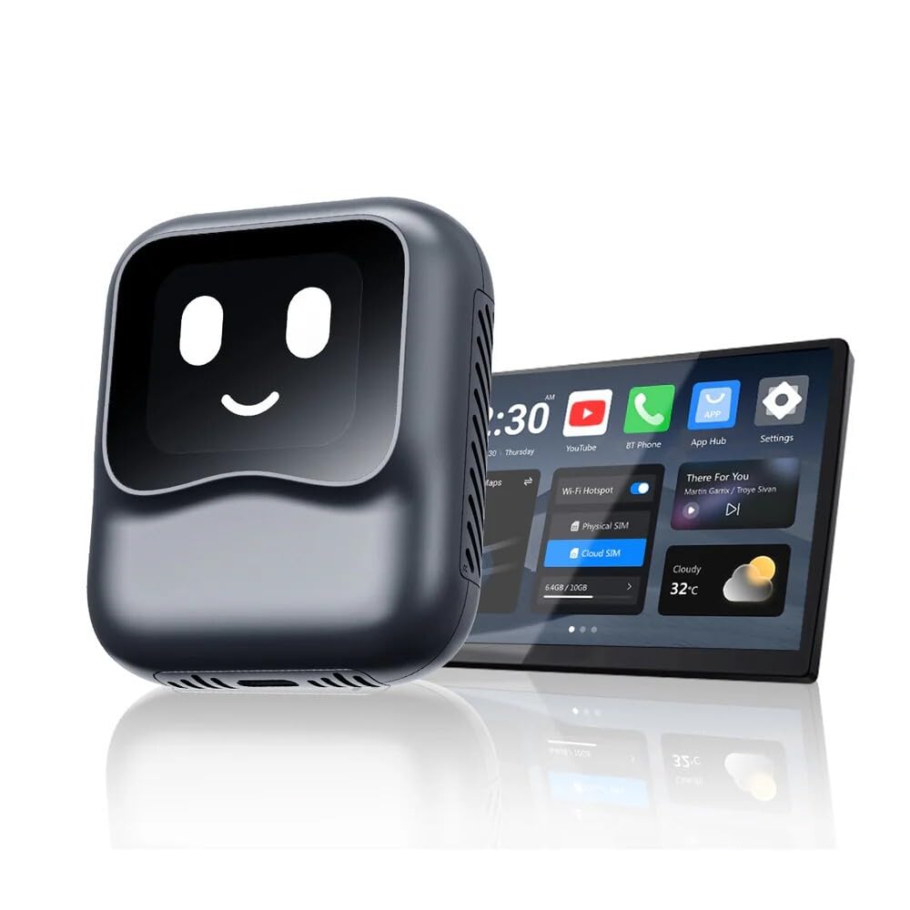 OttoPilot NanoAI همکار هوشمند خودرو، Android 13 Ai Box، حافظه 128 گیگابایتی + 8 گیگابایت، پشتیبانی از Wireless Carplay/Android Auto، صفحه نمایش 1.83 اینچی، کنترل صوتی، WiFi، 4G LTE، پشتیبانی از گپتی-4oChat.