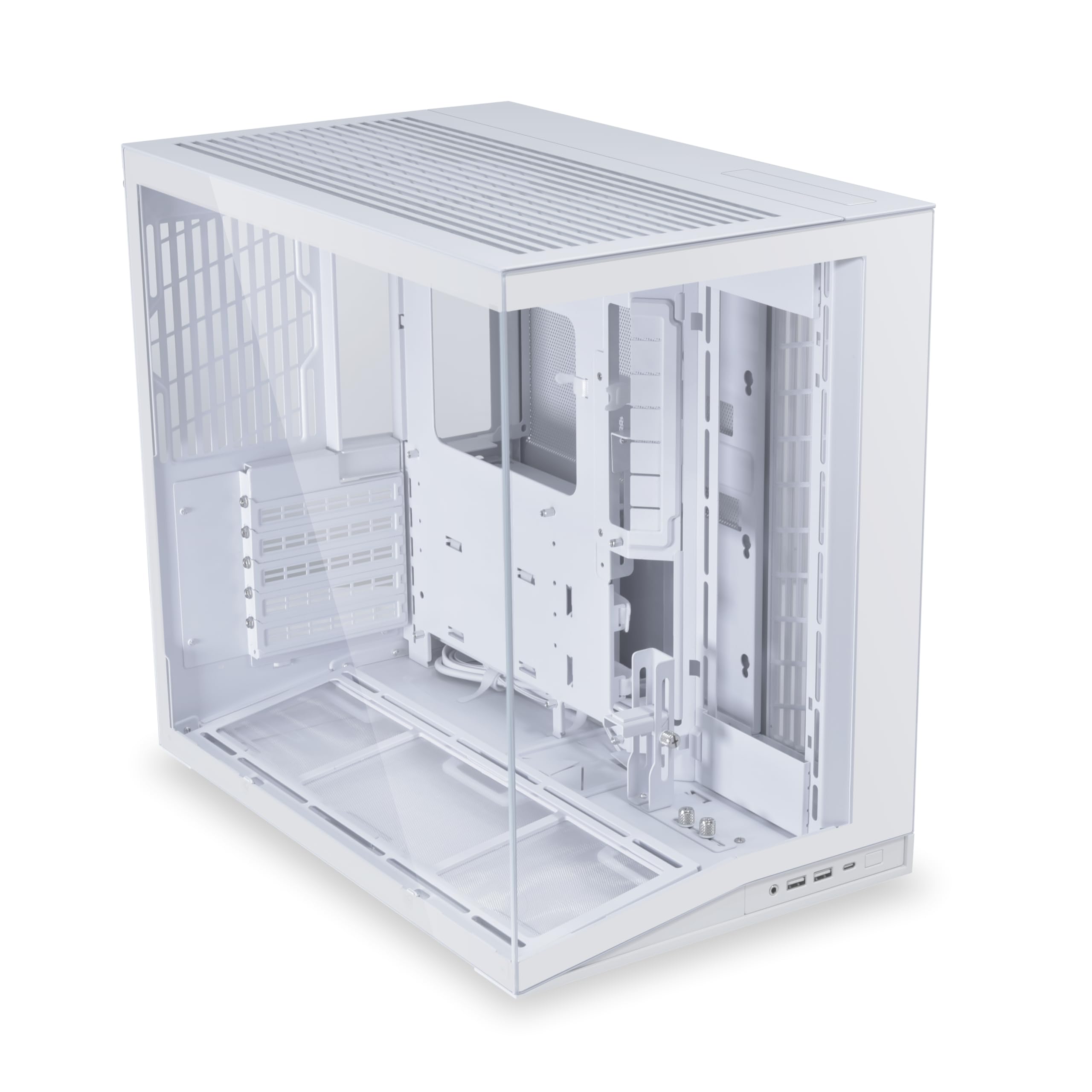 LIAN LI O11D MINI V2 | کیس کومپیوتر فشرده ATX Mid-Tower Airflow | منظره فراگیر | Airflow کاملاً تهویه‌شده | I/O قابل تنظیم | بدون ستون | مدیریت کابل‌ها | رنگ سفید (O11DMIV2W) سفید بدون فن‌ها