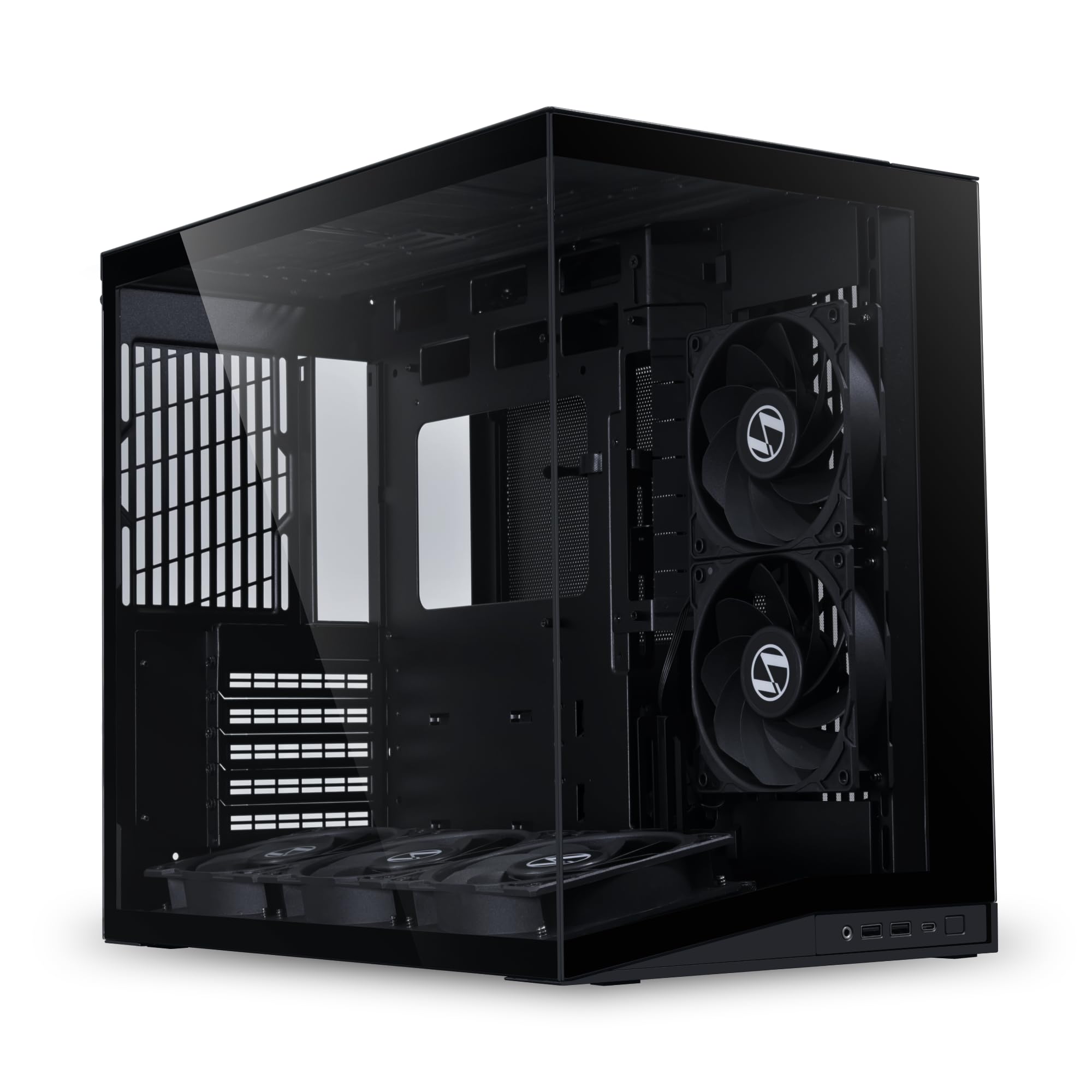 LIAN LI O11D MINI V2 Flow | کیس کامپیوتر کوچک ATX Mid-Tower Airflow | دید پانوراما | عملکرد بالای Airflow | شامل 5 عدد فن 120 میلی‌متری با برش معکوس | مدیریت کابل | مشکی (O11DMIV2FX) 5 فن غیر RGB مشکی