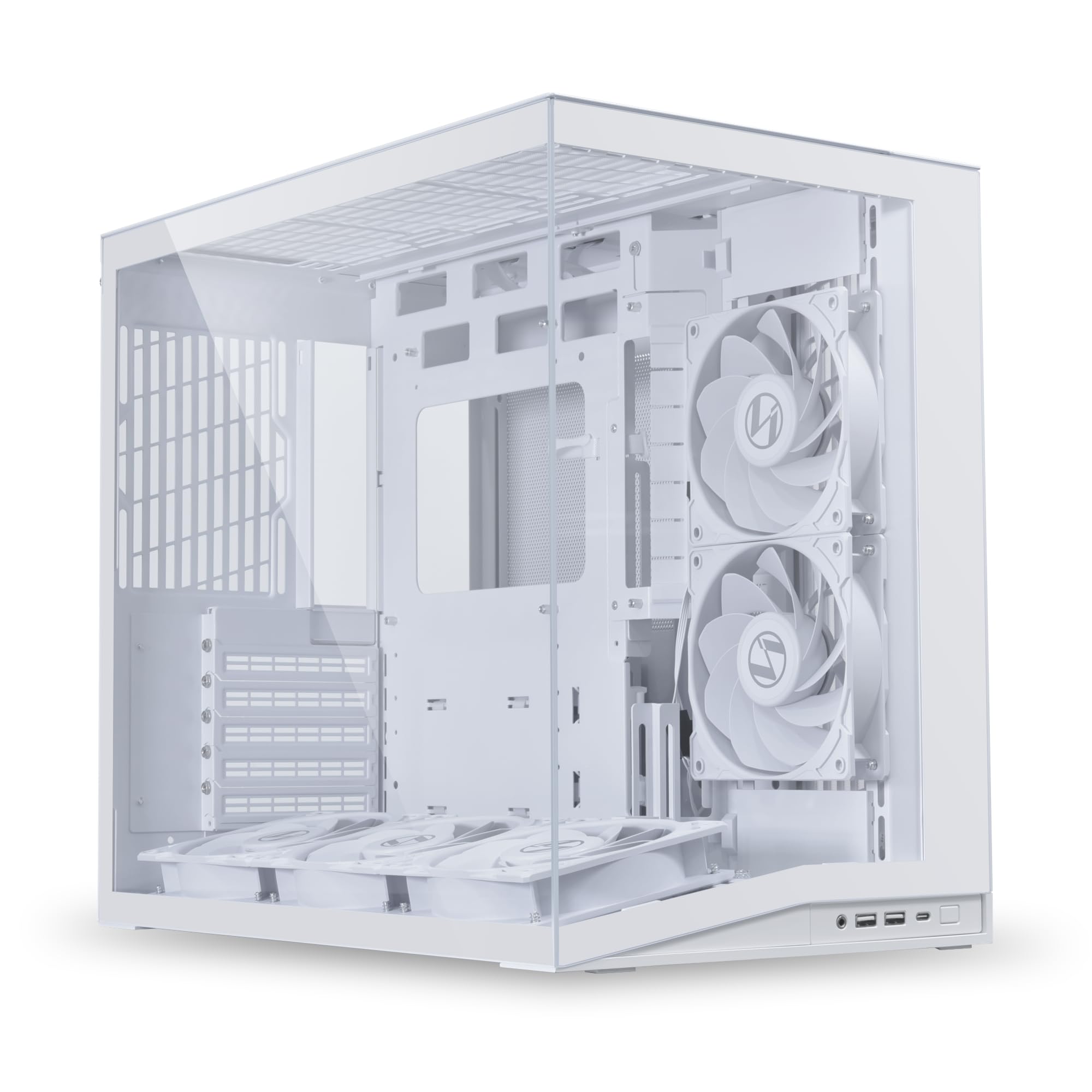 لیان لی او ۱۱ دی مینی ورژن ۲ فلو | کیس کامپیوتر هوا دهنده کاهش یافته ATX Mid-Tower | دید گشاده | عملکرد بالای هوا دهنده | شامل ۵ عدد فن ۱۲ سانتی‌متری با برش معکوس | مدیریت کابل‌ها | رنگ سفید (او ۱۱ دی مینی ورژن ۲ اف دبلیو) ۵ عدد فن سفید بدون RGB