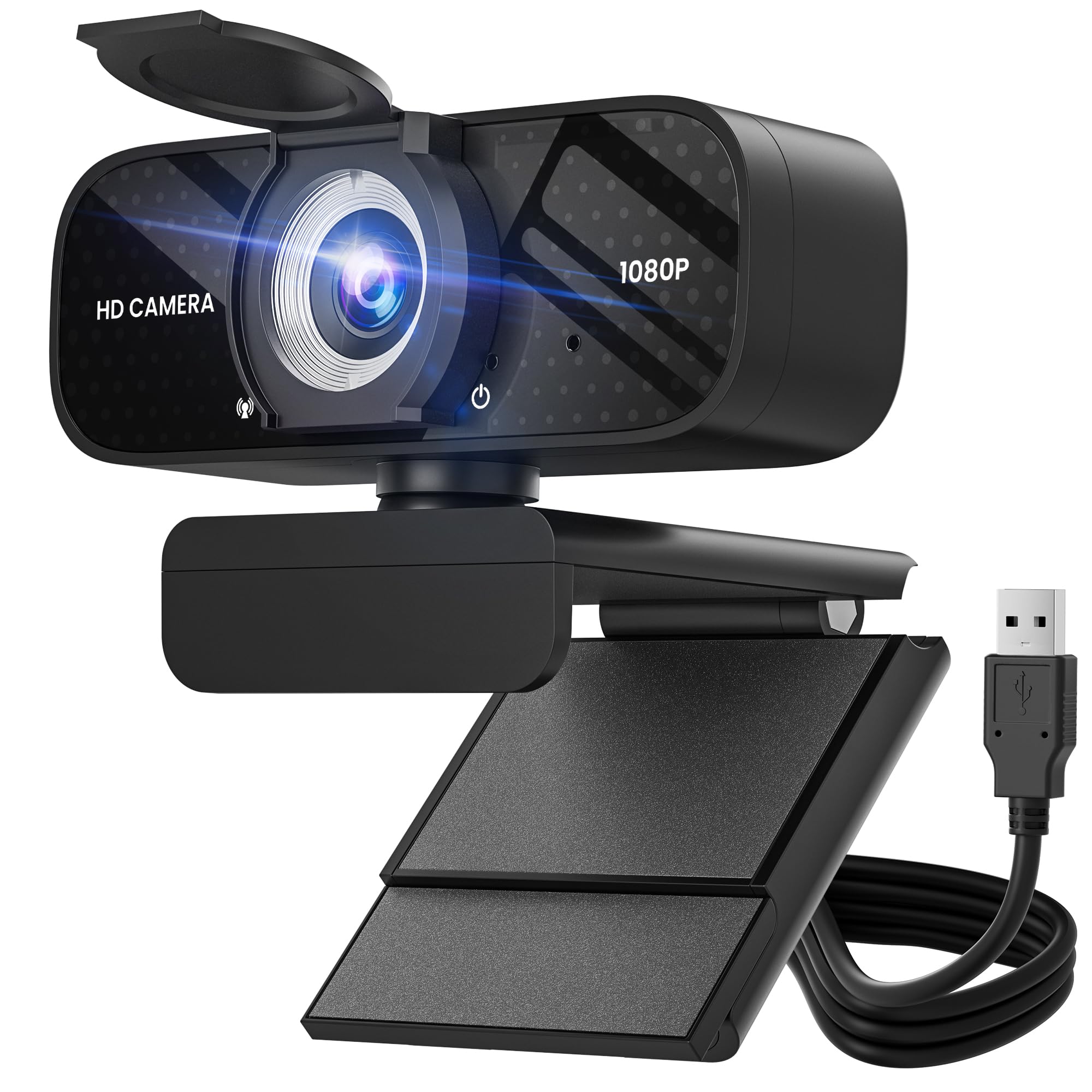 دوربین وب Full HD Catitru با میکروفون داخلی و تریپاد چرخشی، ویدیو 1080P و دوربین با زاویه گسترده، پوشش حریم خصوصی، برای کامپیوتر دسکتاپ و لپ‌تاپ