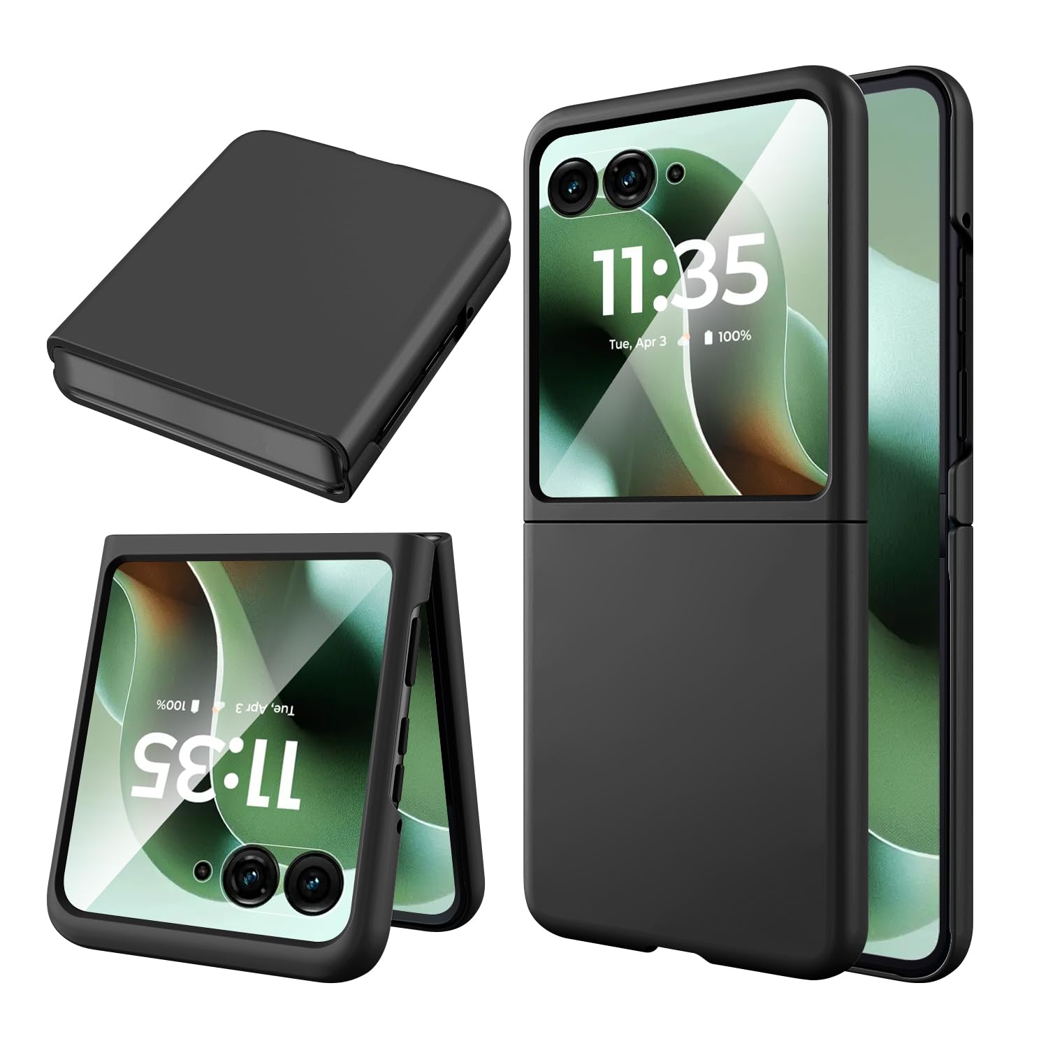 Miimall Case for Motorola Razr 60 Ultra Screen Protector case, [Built-in Tempered Glass Film] Hard PC Ultra Thin Shockproof Frosted Skin-Friendly Bumper Protective Cover for Moto Razr 60 Ultra, سیاه برای Motorola Razr 60 Ultra Black