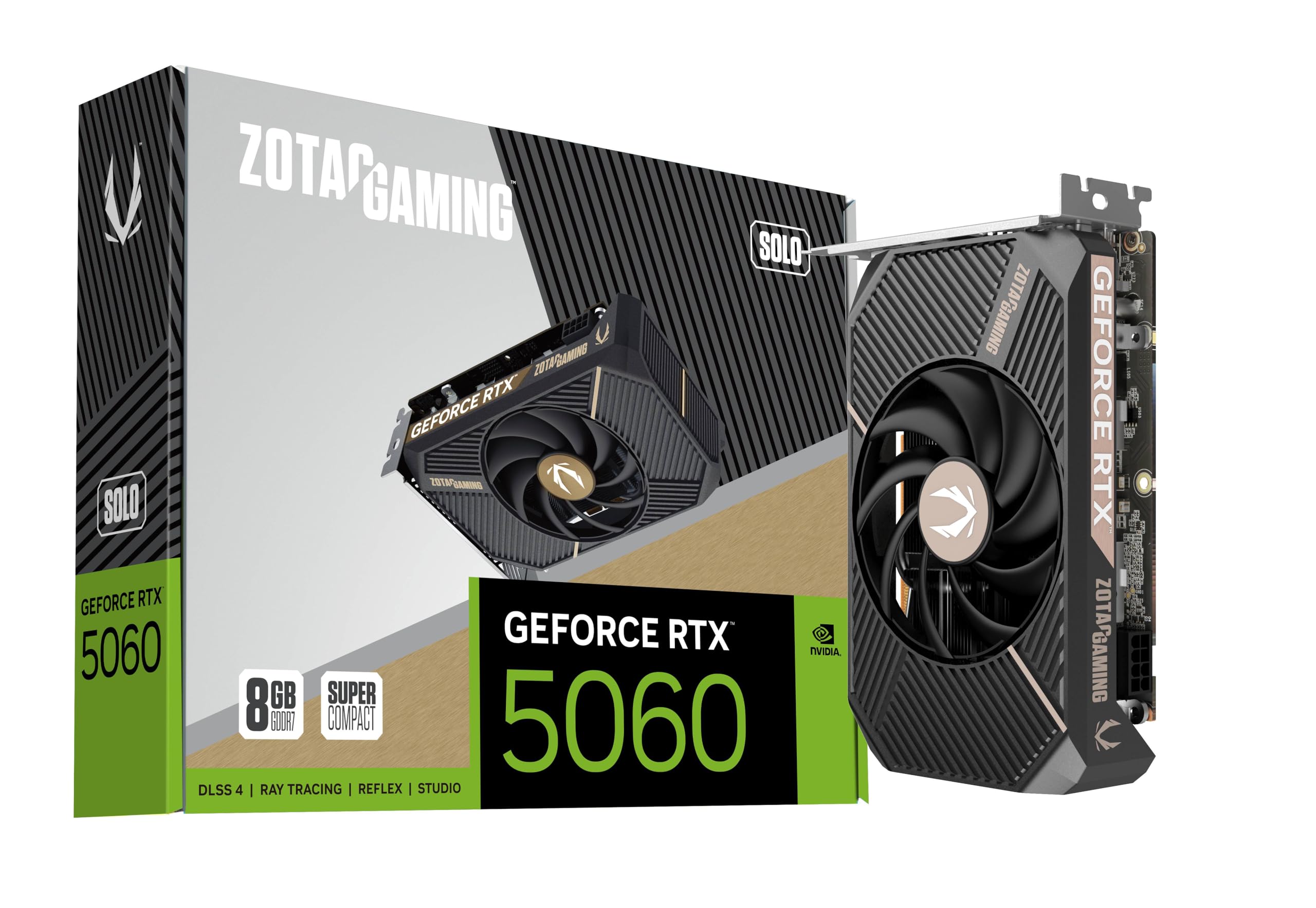 زدوتک گیمینگ GeForce RTX 5060 Solo DLSS 4، 8 گیگابایت GDDR7، 128 بیتی، 28 گیگابیت بر ثانیه، PCIe 5.0 کارت گرافیک گیمینگ، کارت فوق‌فشرده سازگار با SFF، ZT-B50600G-10L
