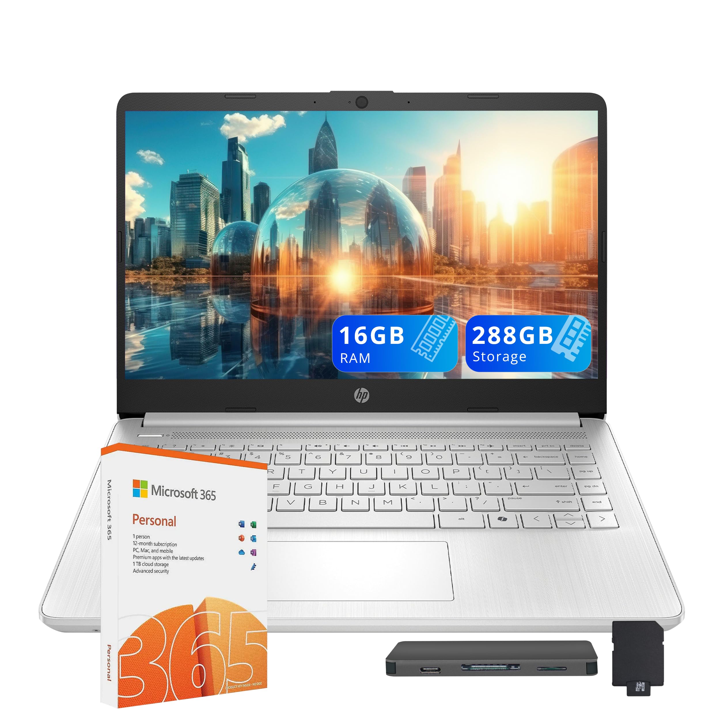 لپ تاپ HP Stream 14 اینچ با صفحه نمایش HD، پردازنده Intel N150، 16 گیگابایت RAM، 288 گیگابایت حافظه (128 گیگابایت UFS + 160 گیگابایت Docking Station Set)، گرافیک Intel، وب‌کم، Wi-Fi 6، 1 سال اشتراک Office 365، Copilot، شارژ سریع، ویندوز 11، رنگ نقره‌ای 16 گیگابایت RAM | 288 گیگابایت حافظه (رنگ نقره‌ای)