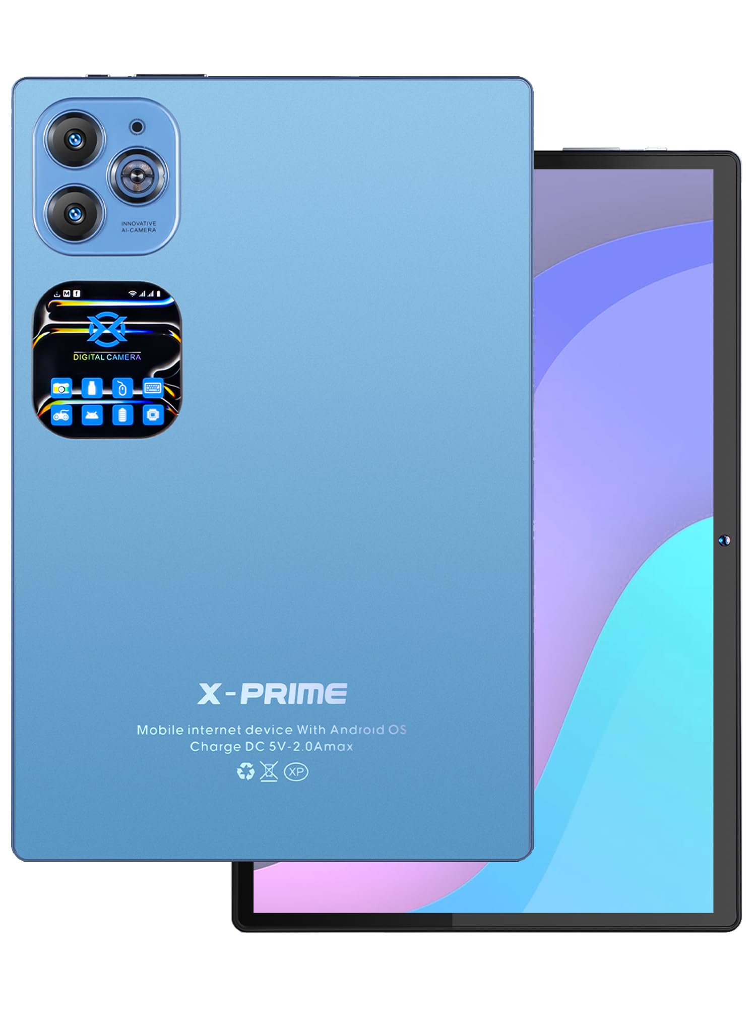 تبلت X-Prime i16 Pro 10.1 اینچ با کیبورد و ماوس | 5G + WiFi | نمایشگر HD+ AMOLED 3000x1440 | دو سیم کارت | دوربین دوگانه | Google Meet و Zoom (آبی)