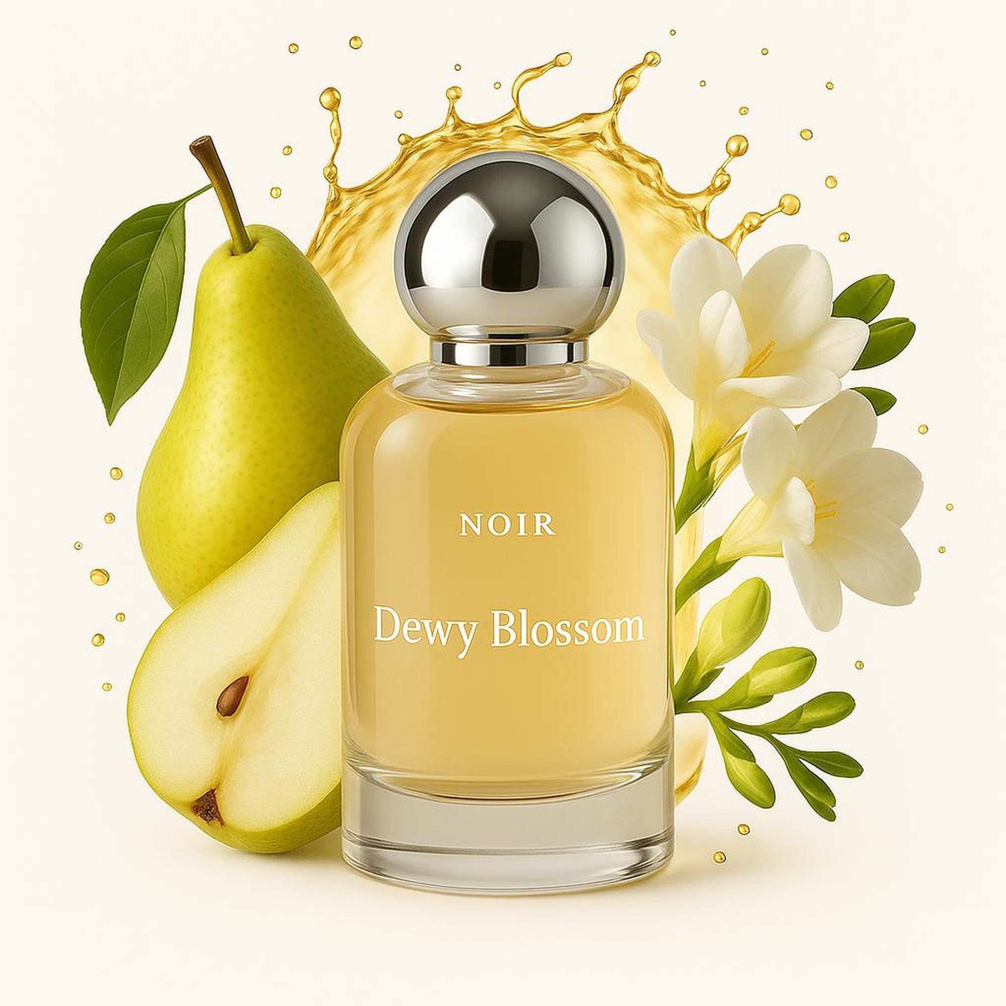 عطر اسپری مردانه Noir Dewy Blossom با عناصر گلی، انار تازه و قلب گلی, حالت گرم و ملایم, حجم 100 میلی‌لیتر