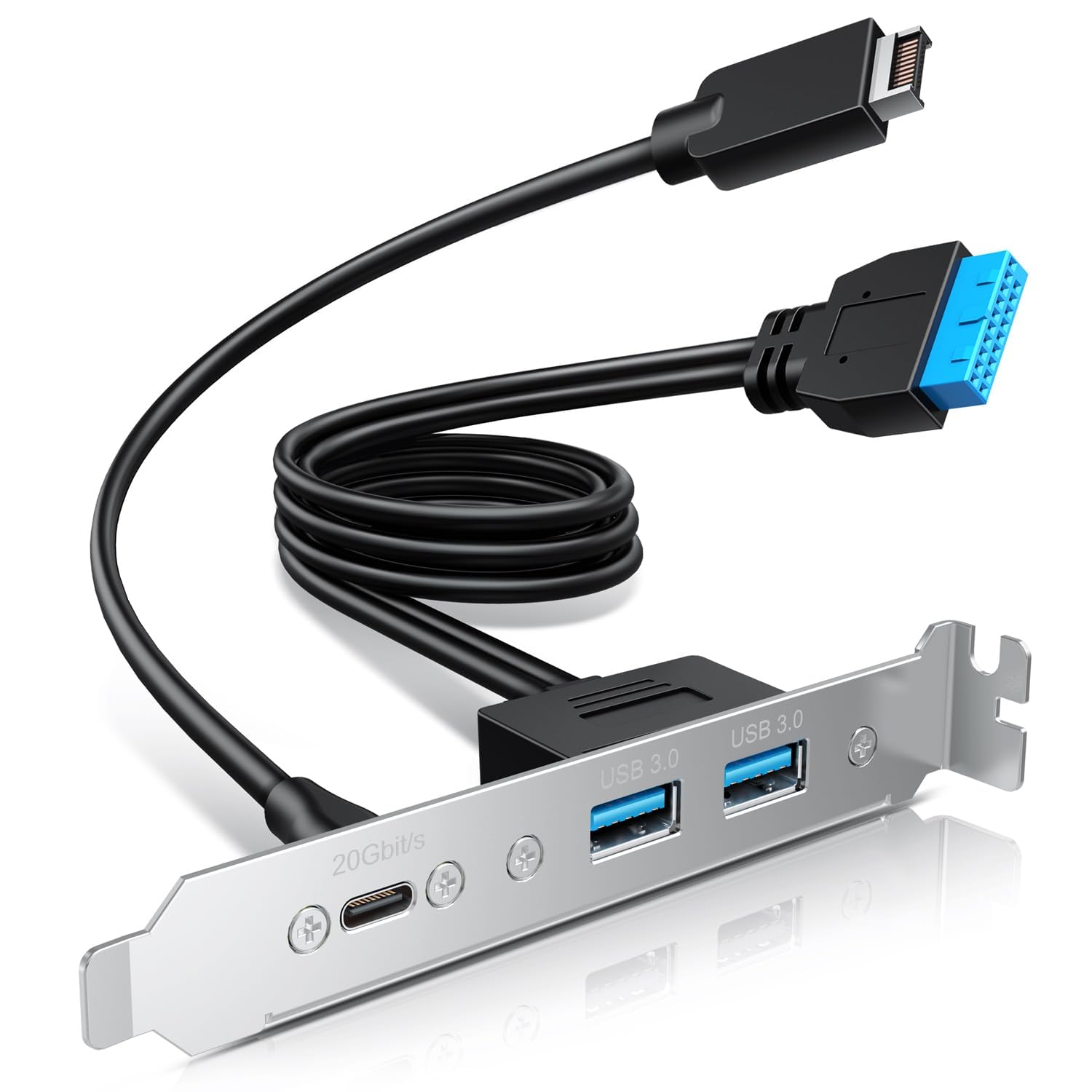 کابل تمدید پانل جلویی USB 3.2 Gen 2x2 USB-C با پانل PCIe، USB-C و USB-A به رابط 20 پین USB3.2 Type-E برای مادربورد PC Build