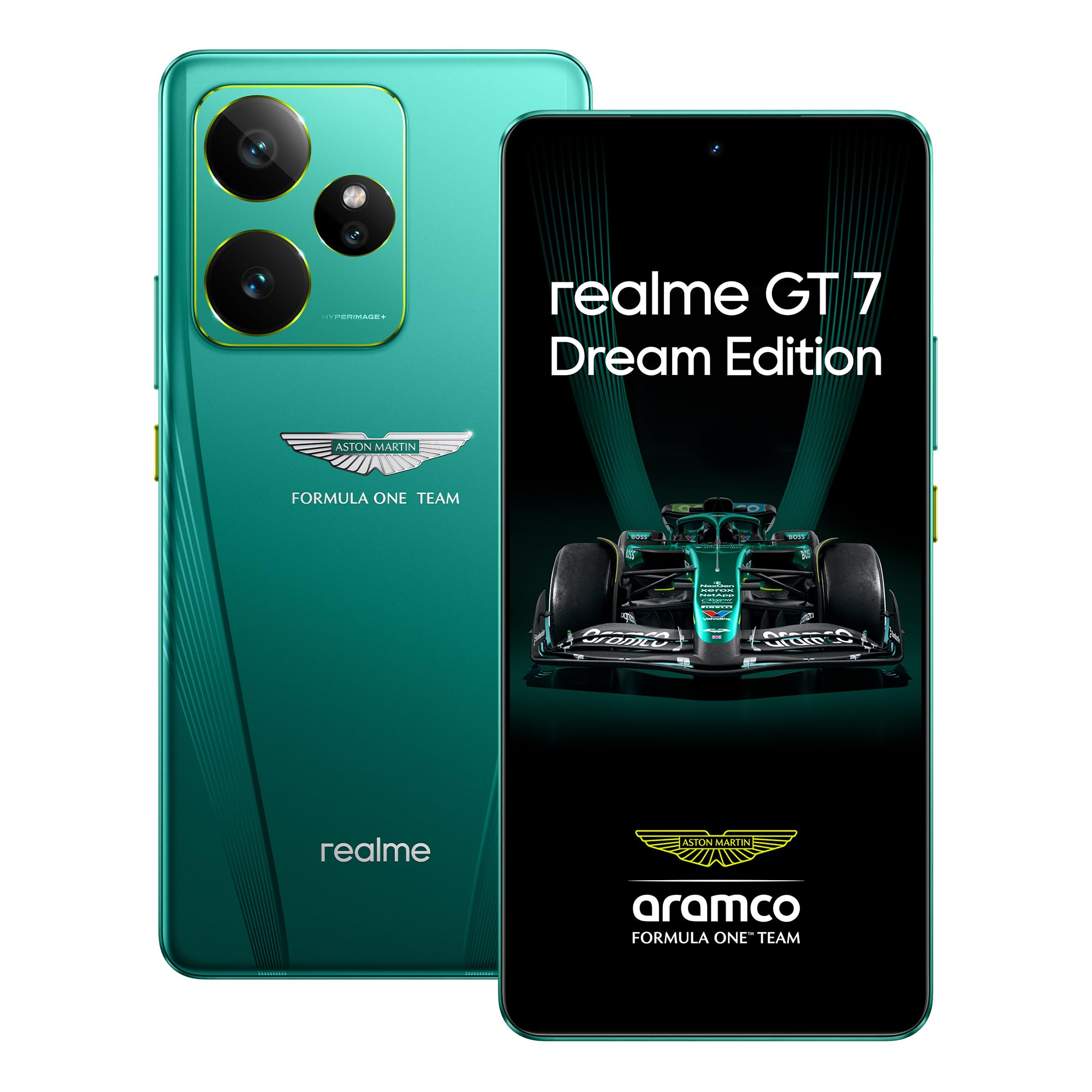 Realme GT 7 Dream Edition 5G (سبز آستون مارتین، 16GB+512GB) | Dimensity 9400e | باتری 7000mAh | شارژ 120W | دوربین هوش مصنوعی 4K 120FPS | طراحی مشترک با آستون مارتین اف1