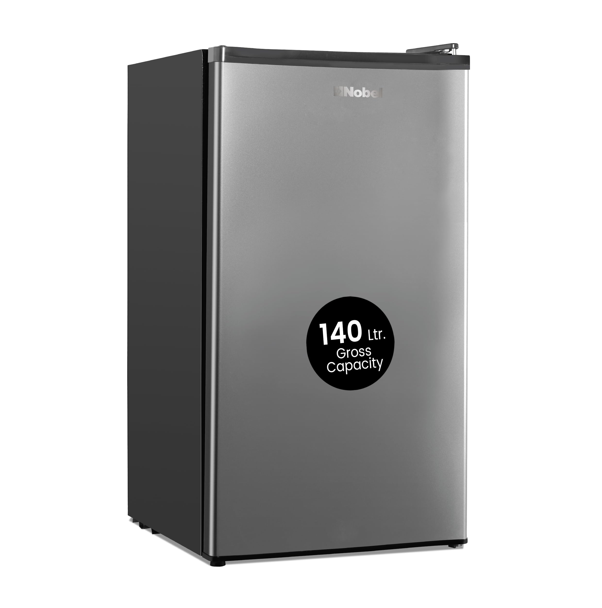 یخچال زمستانه و یک درب NOBEL 150L - کنترل دما دستی، مصرف انرژی کم، گاز خنک کننده R600a، چراغ LED، نقره‌ای تیره - NR150S