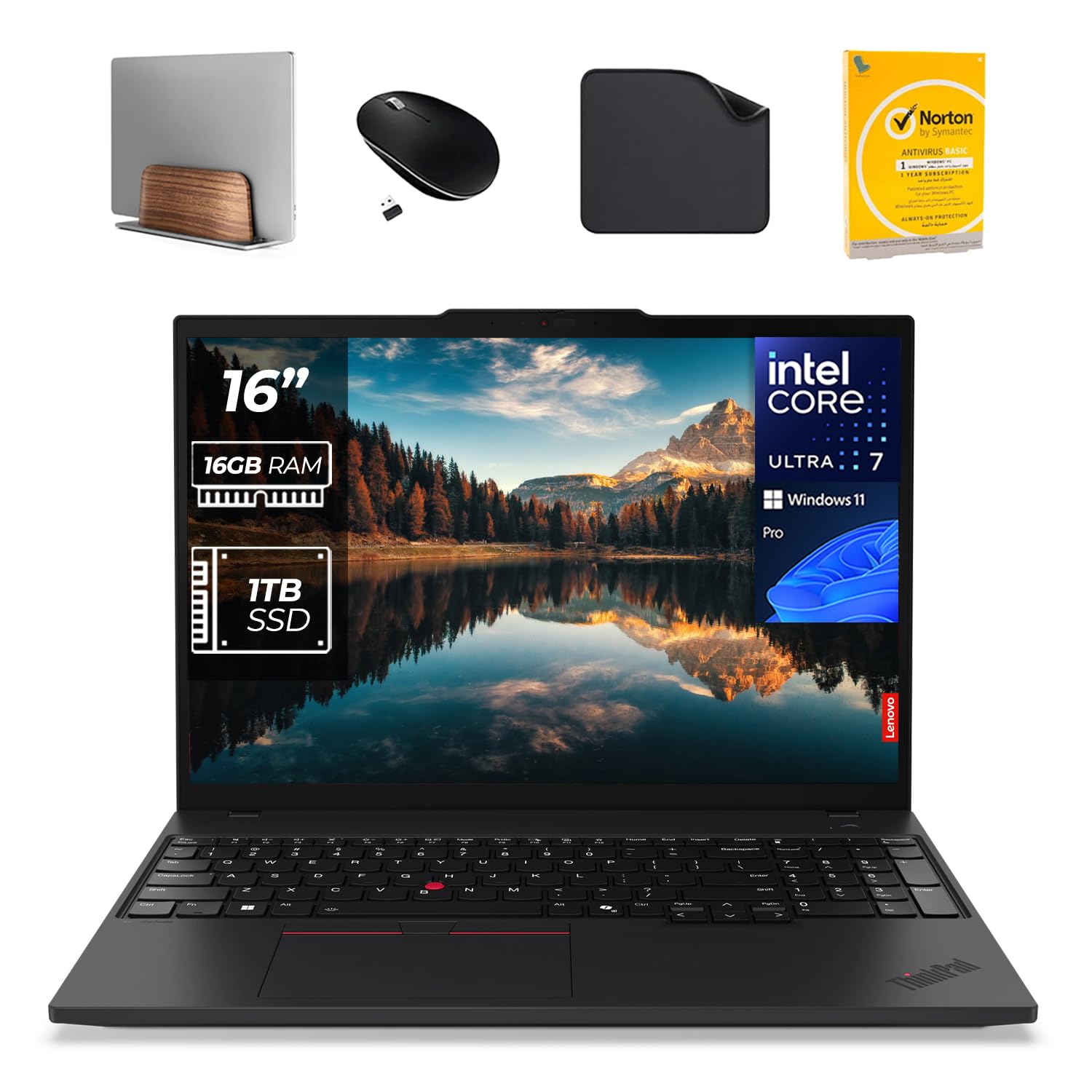 لپتاپ تجاری هوش مصنوعی لنوو مدل ThinkPad T16 نسل سوم - Intel U7-155U، صفحه کلید با نور پس زمینه، کارت هوشمند و خواننده اثر انگشت، ویندوز 11 حرفه‌ای (شامل استند لپتاپ نسل اول + ماوس + آنتی‌ویروس + موس‌پد) (رم 16 گیگابایت | حافظه‌ی 1 ترابایت از نوع اس‌اس‌دی)