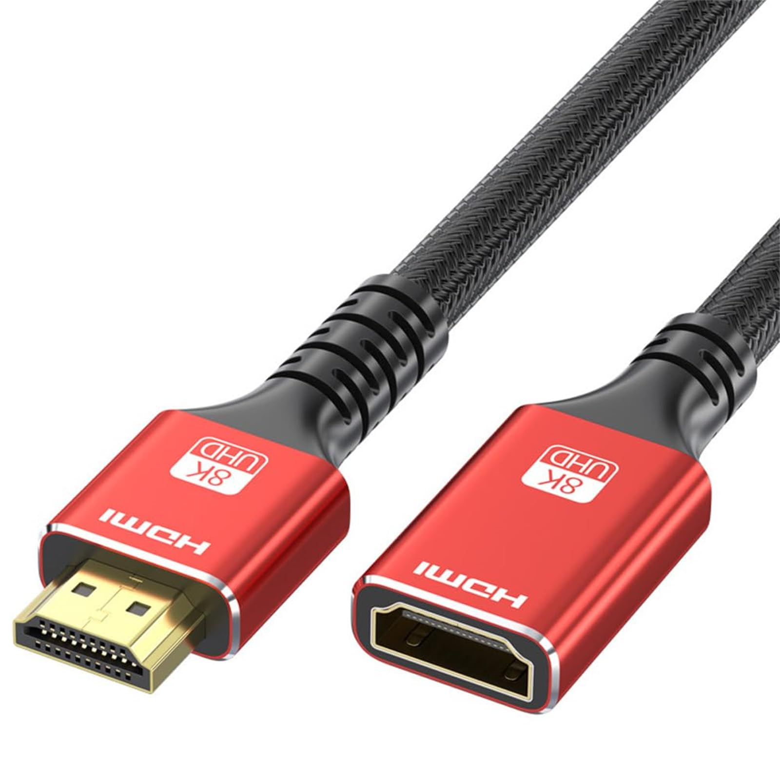 کابل تمدید HDMI 8K، تمدید کابل HDMI 6 فوتی 2.1، آداپتور HDMI مرد به زن تمدید کابل 8K@60Hz، 4K@120Hz، 2K، سه‌بعدی، HDR سازگار با Roku TV Stick، تلویزیون HDTV، PS5/PS4، لپتاپ، مانیتور، پروژکتور، کامپیوتر
