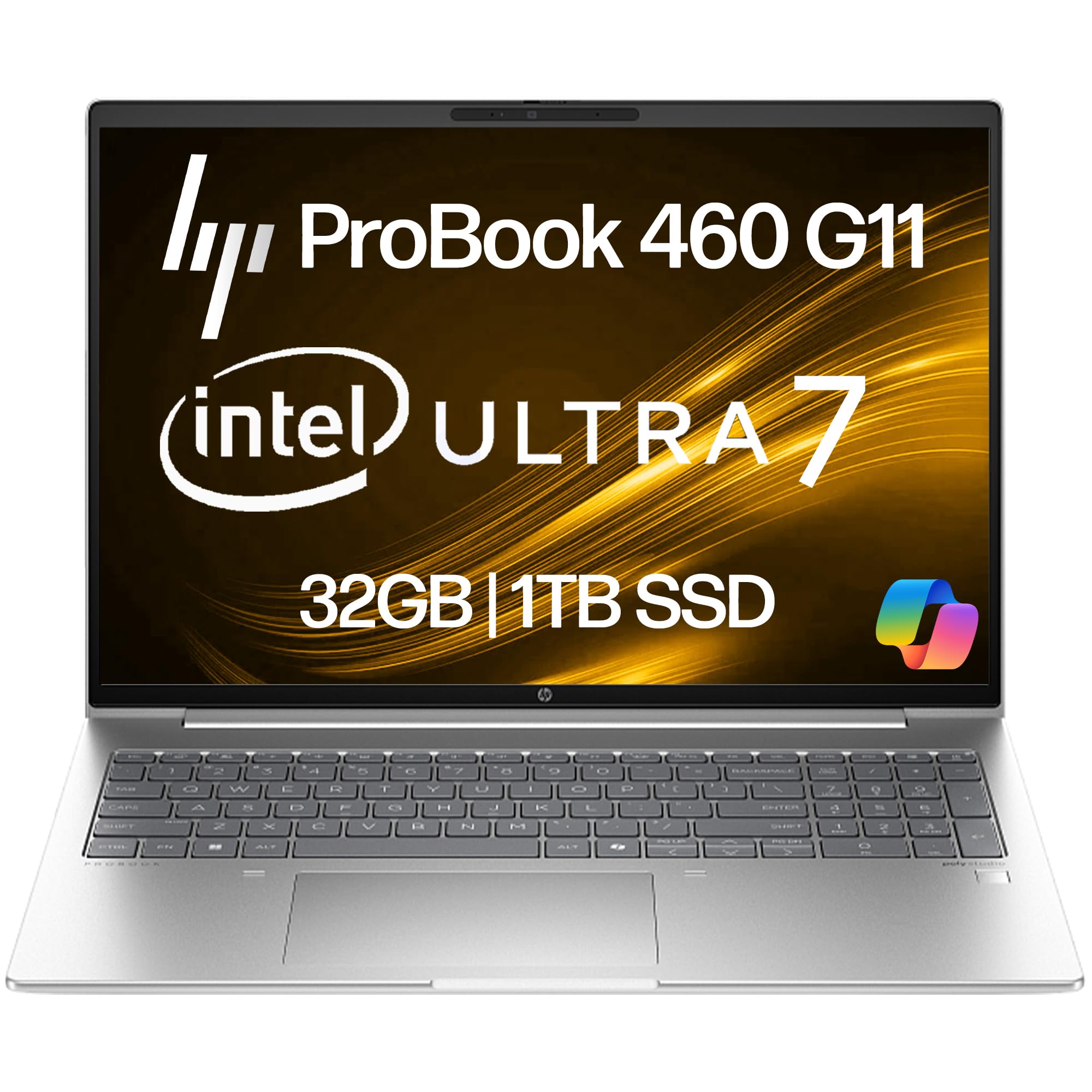 لپ تاپ کسب و کاری HP ProBook 460 G11 با نمایشگر 16 اینچی FHD+، پردازنده اینتل Core Ultra 7 155U (برتر از i7-1355U)، 32GB RAM DDR5، 1TB NVMe، وای-فای 6E، RJ-45، وبکم، صفحه کلید با نور پس‌زمینه، ویندوز 11 Pro - پلاستیک نقره‌ای رنگی 32GB RAM | 1TB NVMe اینتل Ultra 7-155U