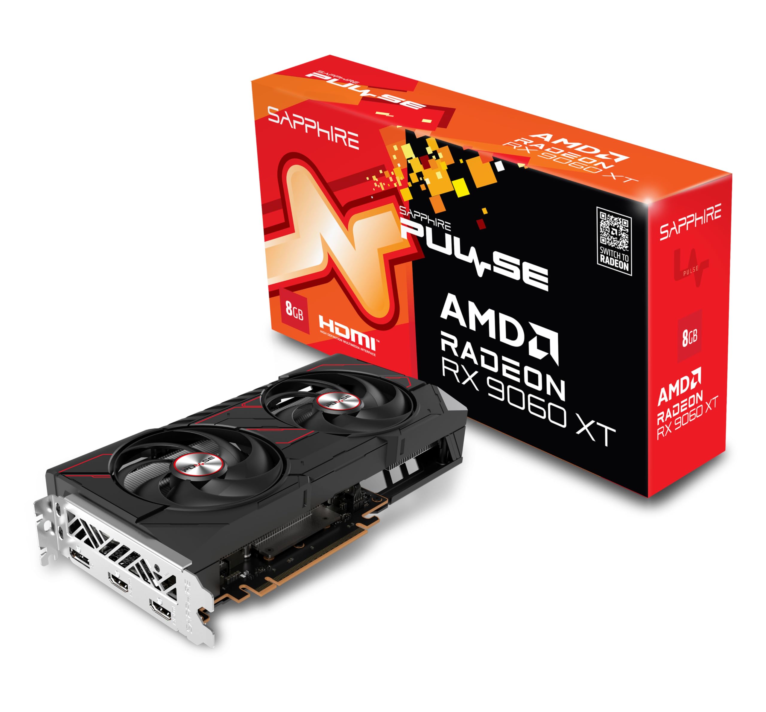 Sapphire 11350-04-20G Pulse کارت گرافیک AMD Radeon™ RX 9060 XT Gaming OC با ۸ گیگابایت GDDR6، معماری AMD RDNA 4
