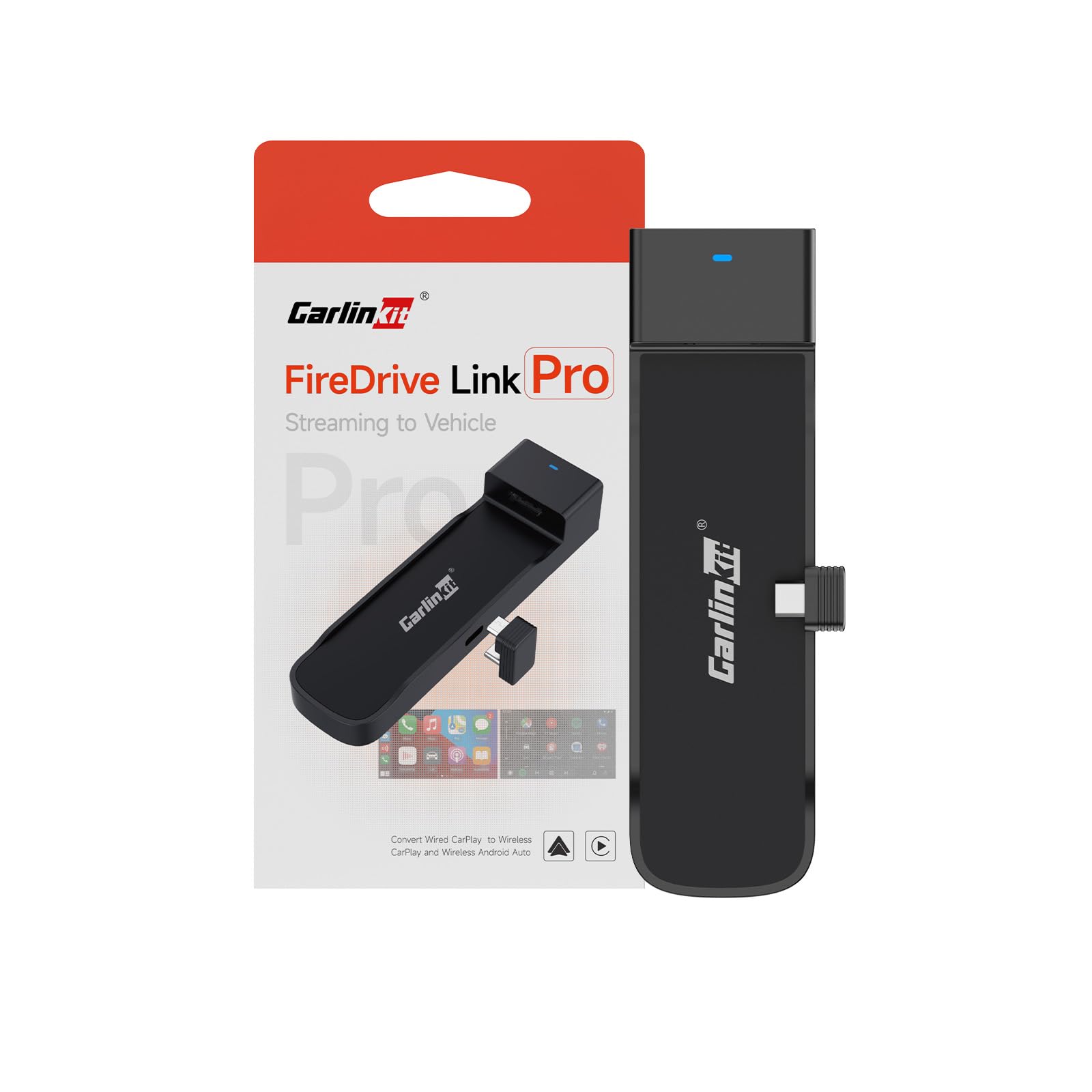 کارلینکیت فایردرایو لینک آداپتور - ورودی باسیم کارپلی به HDMI تبدیل می‌کند، صدا و تصویر را در خودرو پخش کنید، سازگار با فایر تی‌وی استیک