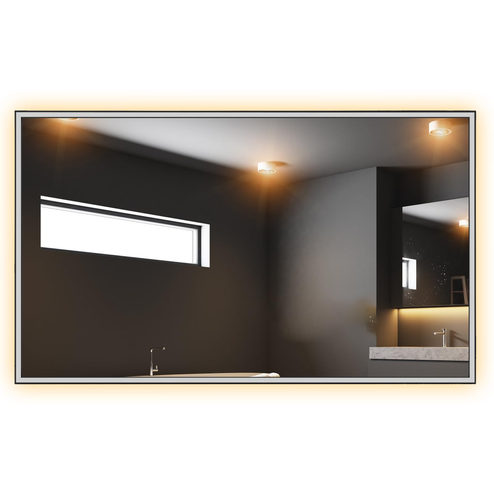 تلویزیون آینه حمام الک‌سانگ 43 اینچ با چراغ LED، تلویزیون هوشمند آینه مدرن Ultra HD 4K، دارای نتفلیکس یوتیوب داخلی، مدل 2025 43 اینچ، تلویزیون آینه 4K + چراغ LED