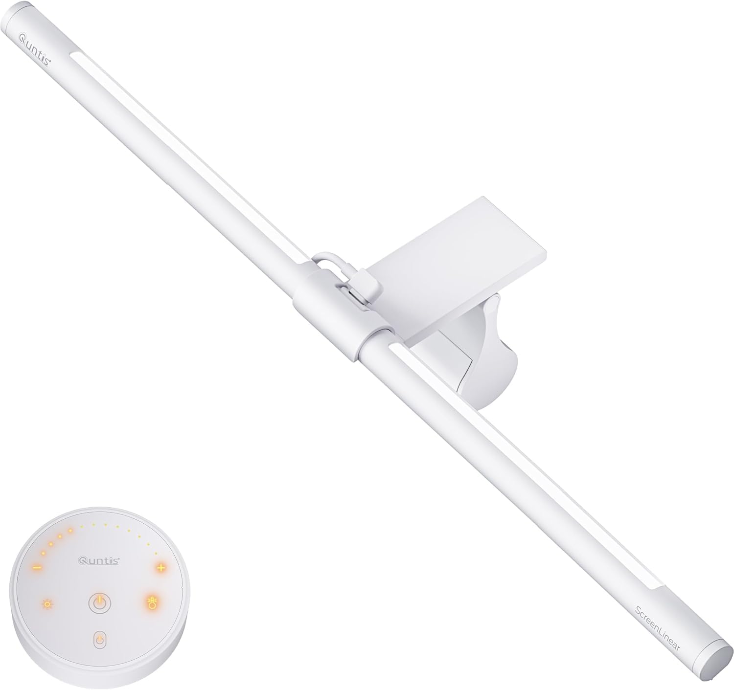 نور LED سفید مانیتور Quntis با ریموت کنترل و نور پس زمینه برای محافظت از چشم، نوار نور مانیتور منحنی 40 سانتیمتری با تنظیم نور پلکانی و تنظیم رنگ، بدون خیره کنندگی، فاکتور نمای بازتابندگی بالای 95 CRI، لامپ میز بازی و کار مانیتور