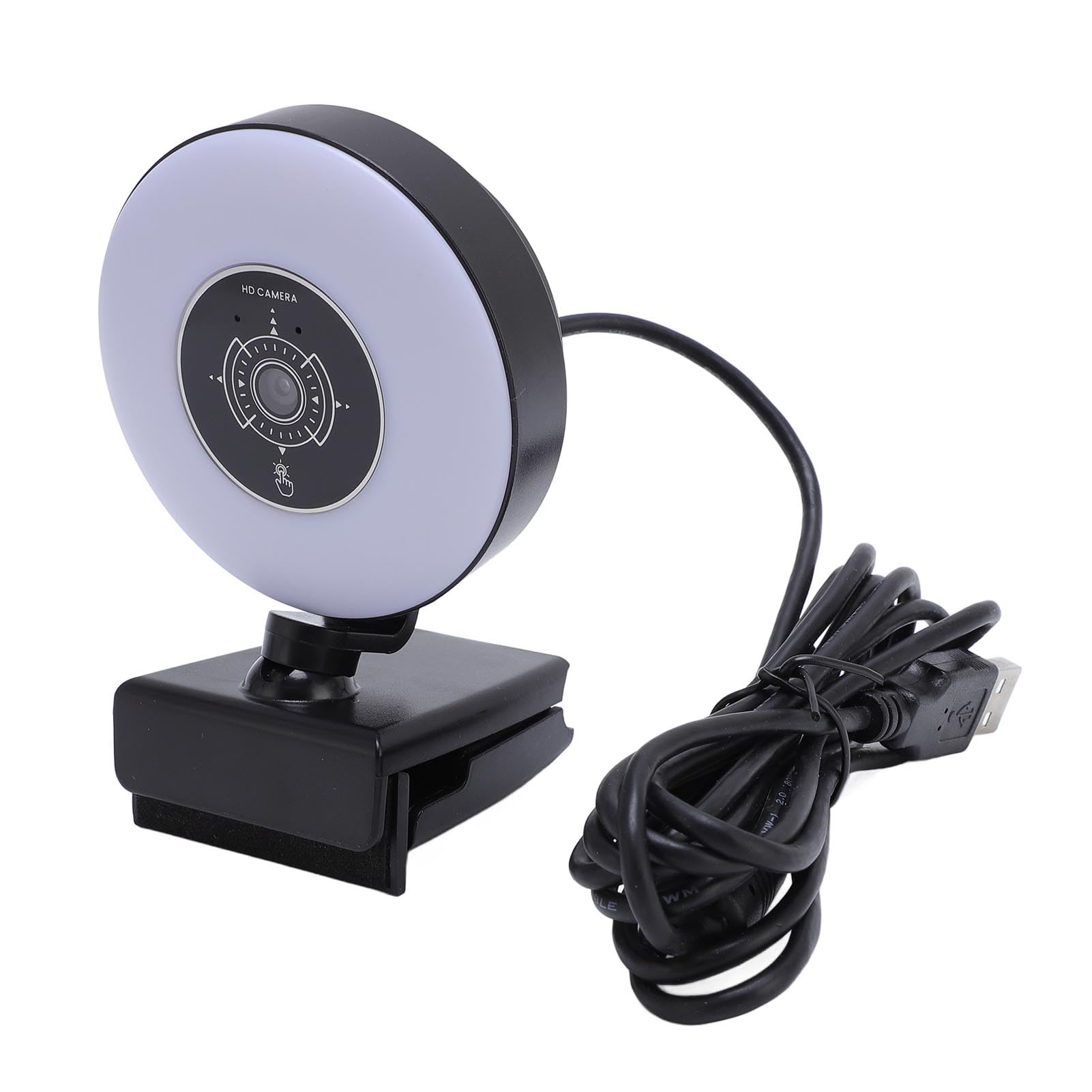 وب‌کم ۴K با نور و میکروفن، وب‌کم HD USB دوربین وب با فوکوس خودکار کنترل از راه دور دو میکروفون کاهش سر و صدا برای زوم اسکایپ لپ‌تاپ کامپیوتر