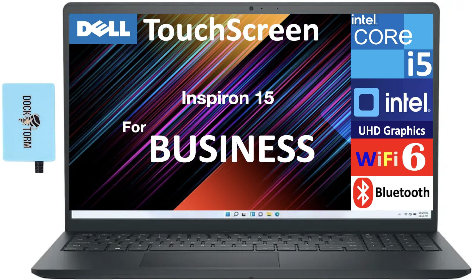 لپ تاپ کسب‌وکاری Dell Inspiron 15 3530 با صفحه نمایش لمسی FHD 15.6 اینچ (Intel i5-1334U (قدرت بیشتر از i7-1250U)، 16GB DDR4، 1TB SSD، WiFi 6، وب‌کم HD، BT 5.3، ویندوز 11 Professional) همراه با تبدیل USB DKZ برای پورت 16GB رم| 1TB SSD ویندوز 11 Professional