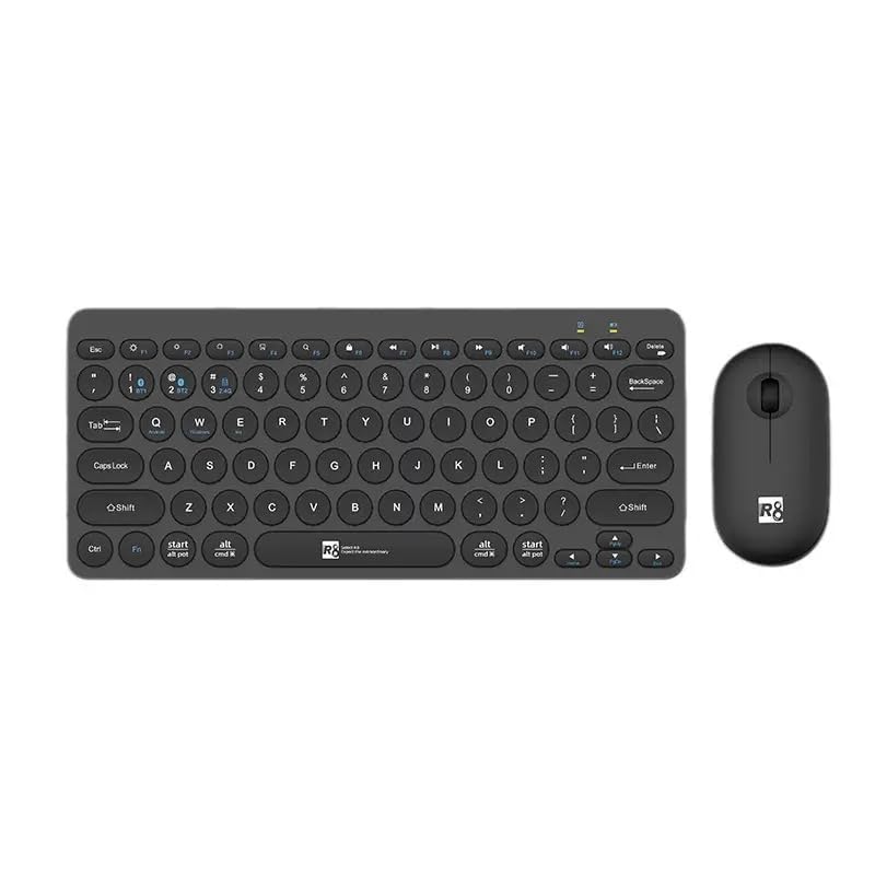 کیبورد و موس بی‌سیم، مجموعه کلید‌ها و ماوس، طرح عربی، کوچک با 78 کلید، 2.4G و بلوتوث، رنگ مشکی