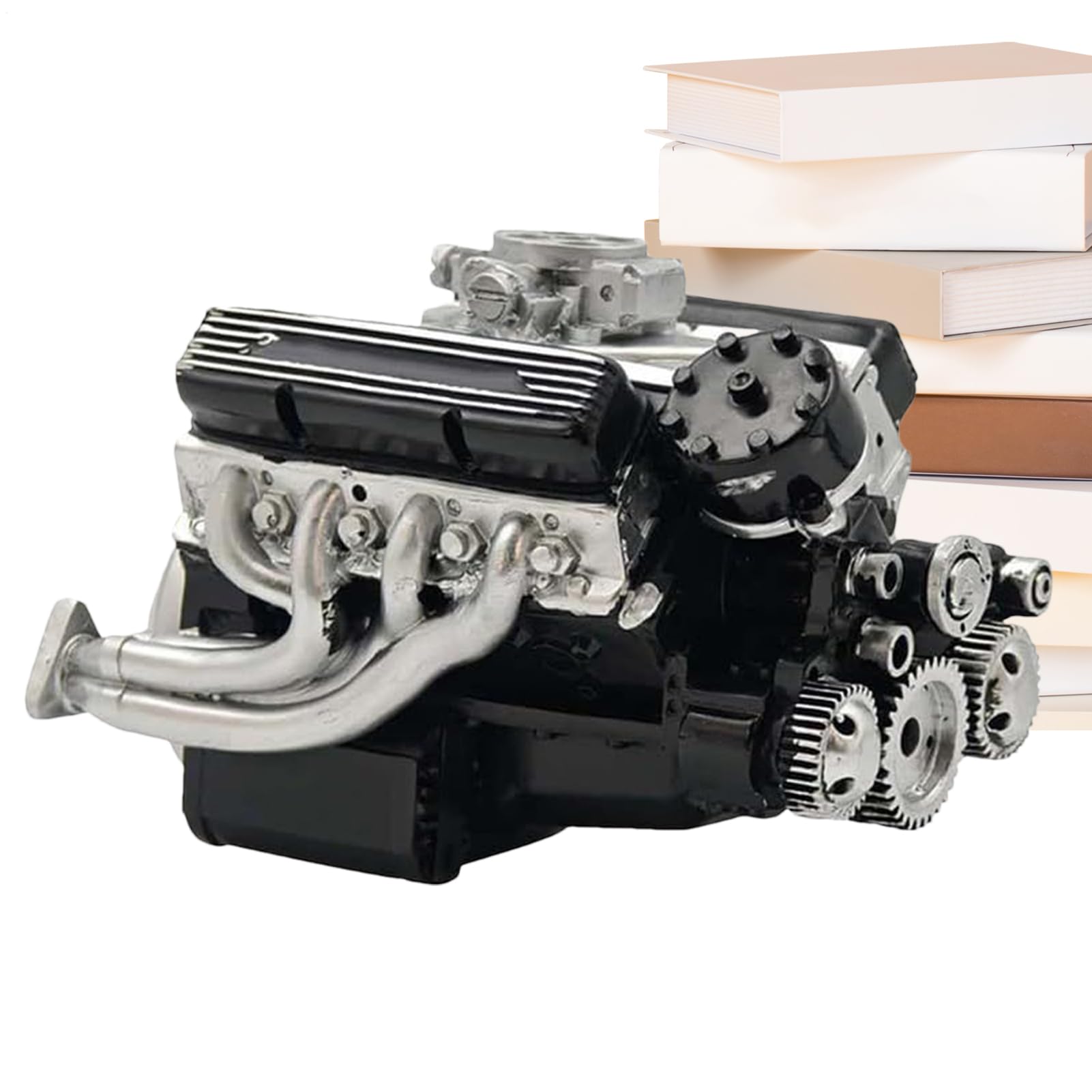 مجموعه موتور مدل V8 برای بزرگسالان - موتور V8 از جنس رزین، بلوک ساختنی موتور، اسباب بازی های STEM واقع‌گرایانه تزئینی، بازی‌های آموزشی برای یادگیری مهندسی و جمع‌آوری بزرگسالانسیاه.