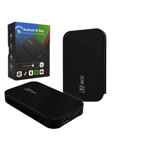 دستگاه هوش مصنوعی اندروید باکس، آداپتور بی سیم CarPlay 2+32GB برای یوتیوب، نتفلیکس، فروشگاه گوگل پلی، تبدیل 3 در 1 کابلی به بی سیم اپل CarPlay و اندروید اوتو، آخرین نسخه اندروید، خروجی HDMI