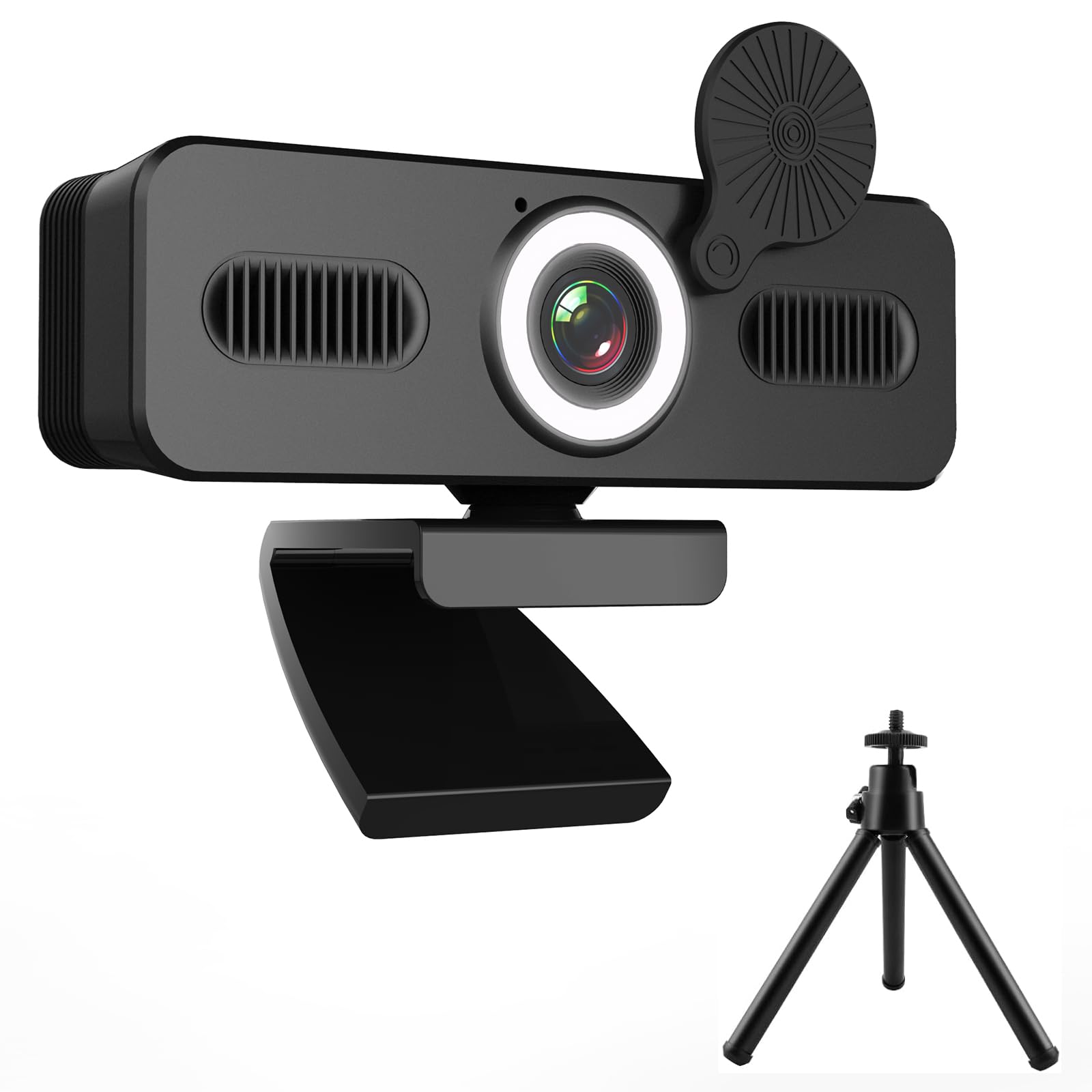 وب‌کمرا Prosight 4K با میکروفون، دوربین وب UHD با LED و درپوش حریم خصوصی، استند مثلثی، زاویه دید وسیع 120 درجه، وبکم USB Plug and Play برای زوم/تیمز/فیس‌تایم/یوتیوب، لپ‌تاپ/کامپیوتر شخصی