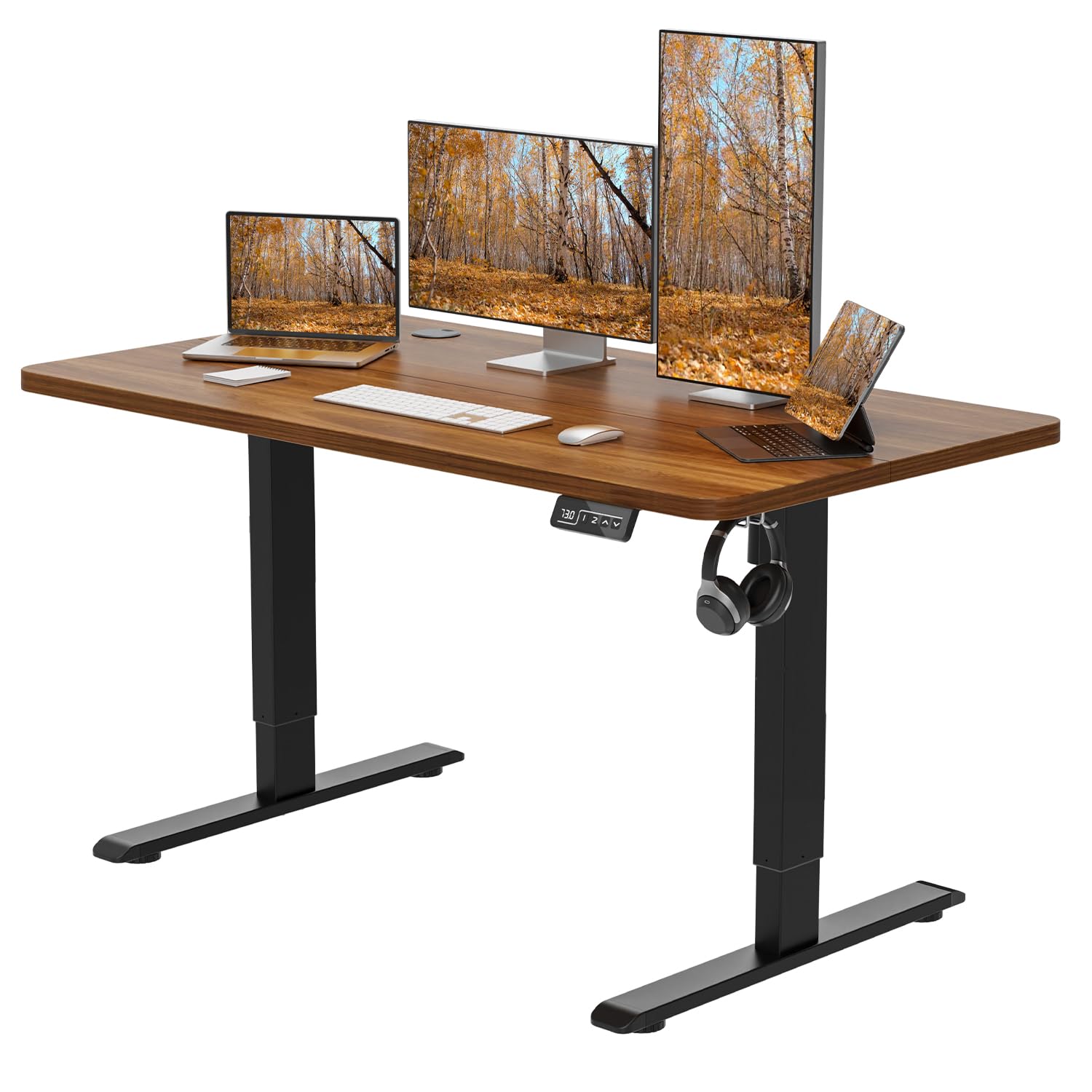 میز ایستاده قابل تنظیم ارتفاع میز ایستاده 120 × 60 سانتی‌متر میز کامپیوتر اداری ایستاده قابل تنظیم (جوز تیره، 120 سانتی‌متر) 120 سانتی‌متر جوز تیره