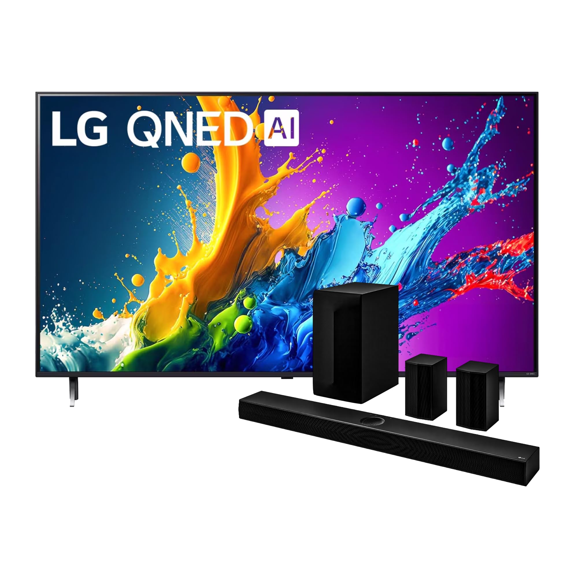 باندل تلویزیون ال‌جی 75 اینچ 75QNED82A6A + ساندبار ال‌جی - S75TR-F، تلویزیون 4K هوش مصنوعی QNED HDR10، اندازه 75 اینچ