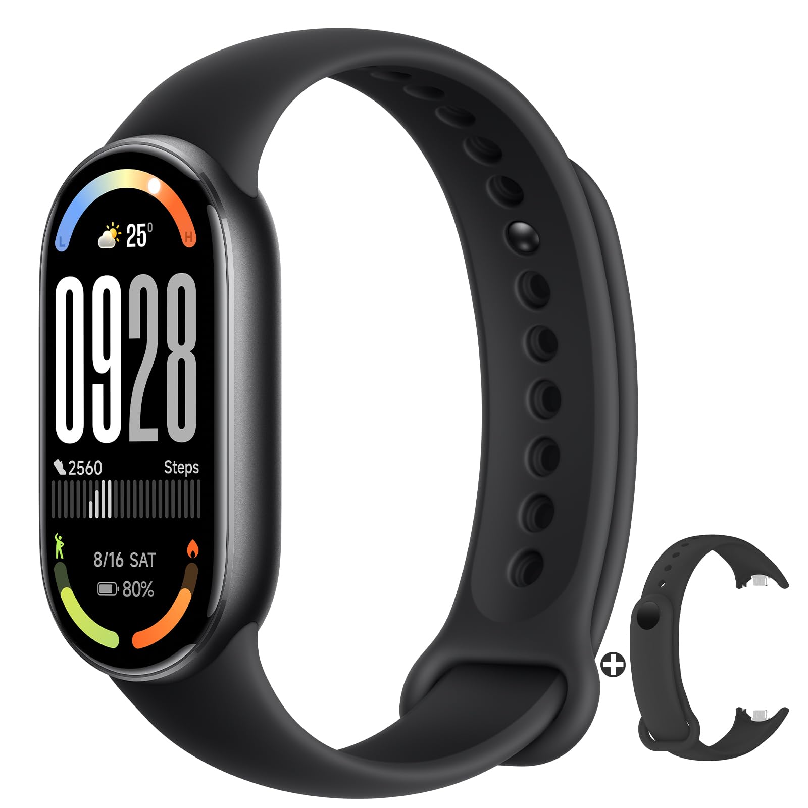 Xiaomi Mi Smart Band 10 (2025) - Smartwatch، صفحه نمایش AMOLED 1.72 اینچ، عمر باتری 21 روز، 150+ حالت ورزشی، مقاوم در برابر آب تا عمق 5 اتمسفر، نظارت 24/7 بر ضربان قلب و SPO₂، تجزیه و تحلیل خواب، HyperOS 2 | سیاه، سیاه