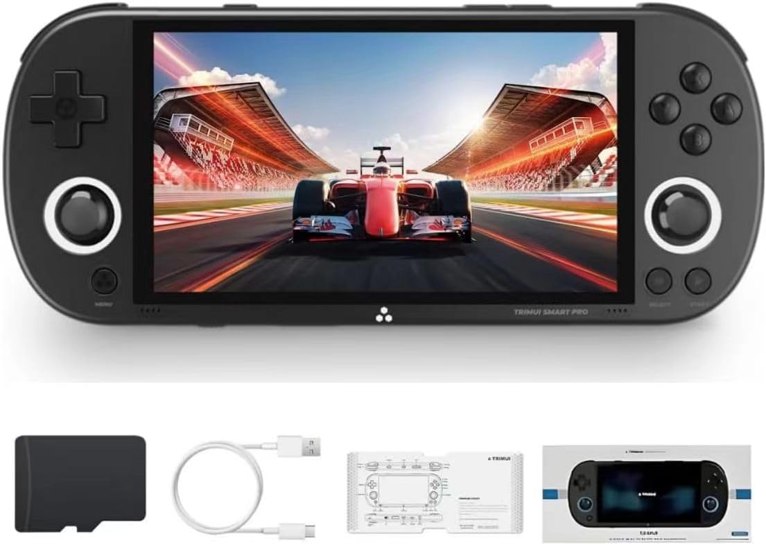 کنسول بازی همراه بازی دستی هوشمند Smart Pro Retro، دارای صفحه نمایش IPS 5 اینچ، باطری قابل حمل 5000 میلی آمپر ساعت، دارای کارت TF 128G داخلی و 15000 بازی، پشتیبانی از WiFi، سیستم لینوکس، پشتیبانی از WiFi بلوتوث (مشکی-128G)